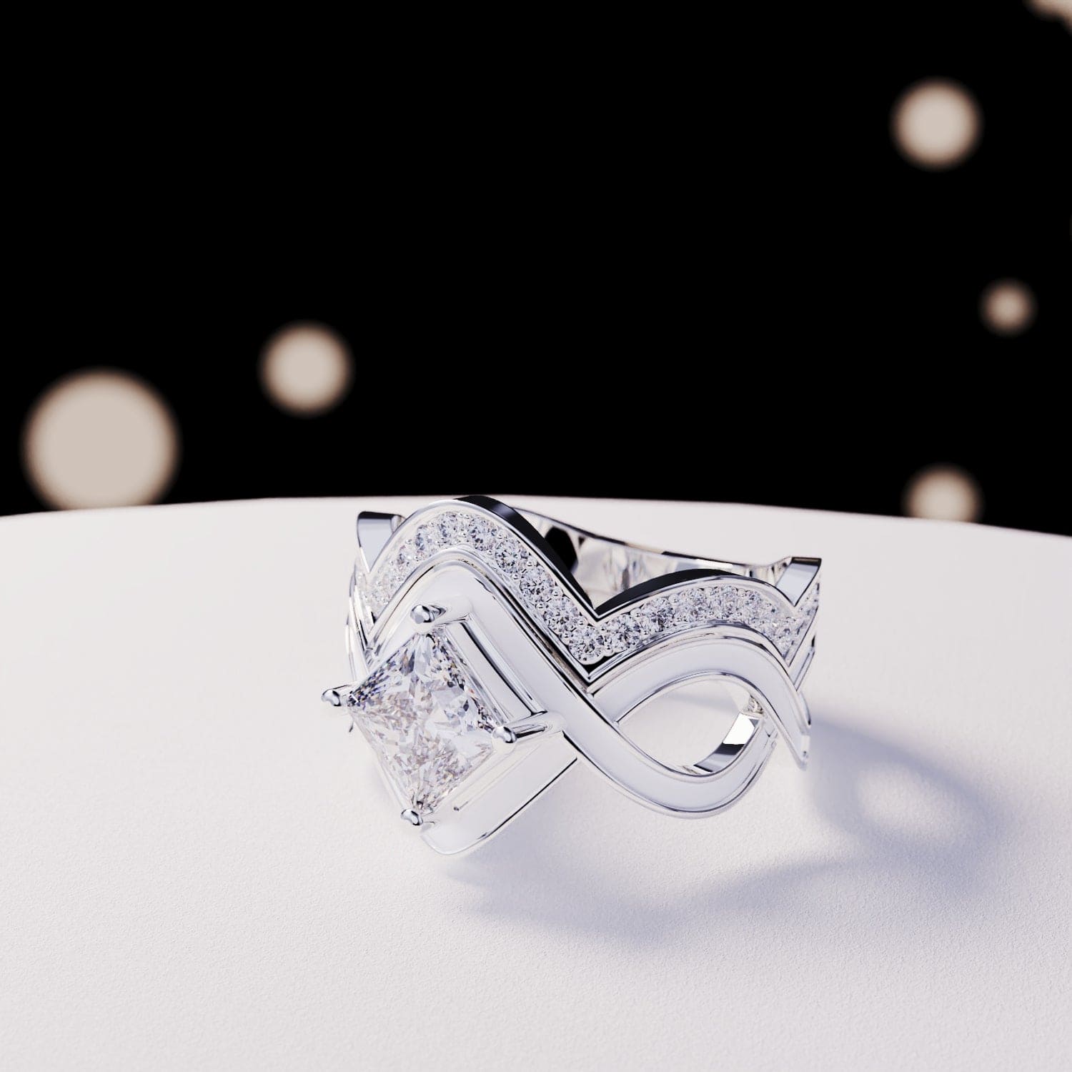 L'Onde de Neige : Ensemble de 2 Bagues - Argent Sterling S925