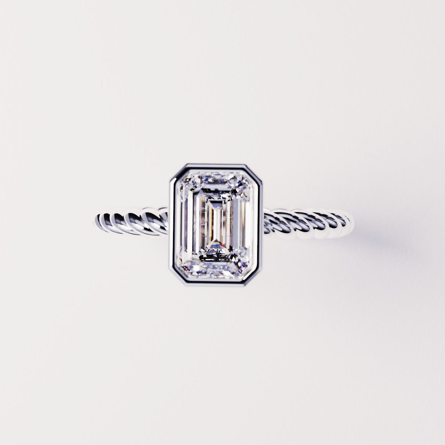 Le Solitaire : Bague Diamant Taille Émeraude - Argent Sterling S925