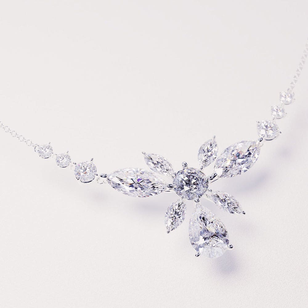 Blossom : Collier Diamants Taille Brillant Floraux - Argent Sterling S925