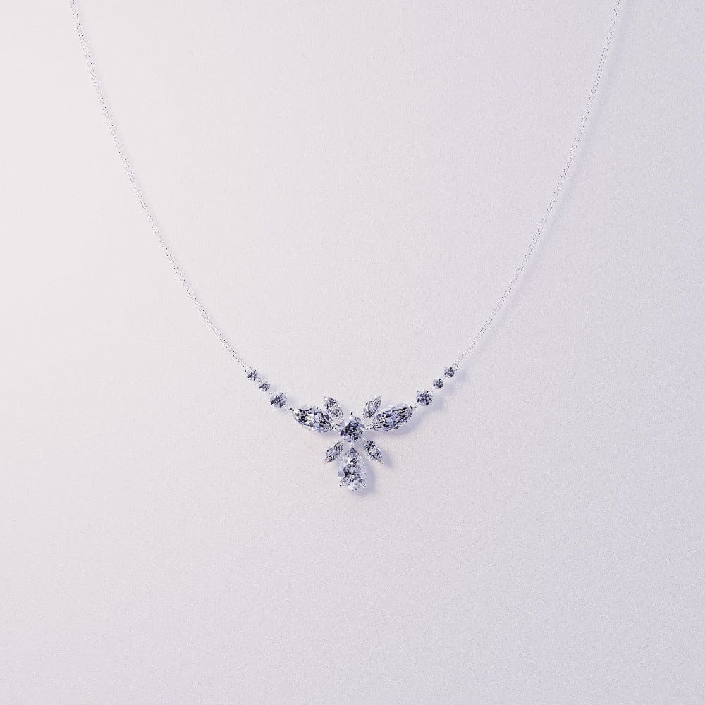 Blossom : Collier Diamants Taille Brillant Floraux - Argent Sterling S925