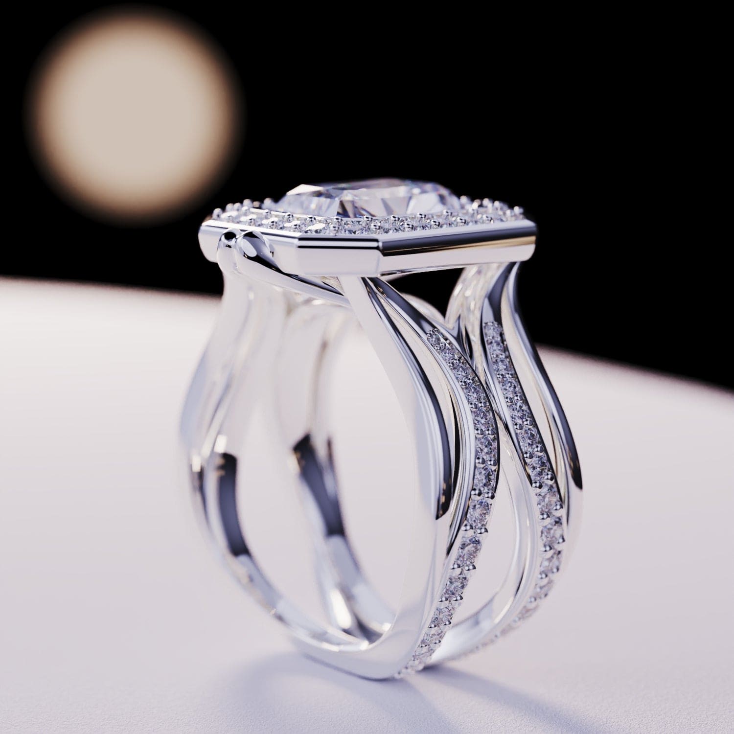 Éclat Élyséen : Bague Diamant Taille Émeraude - Argent Sterling S925