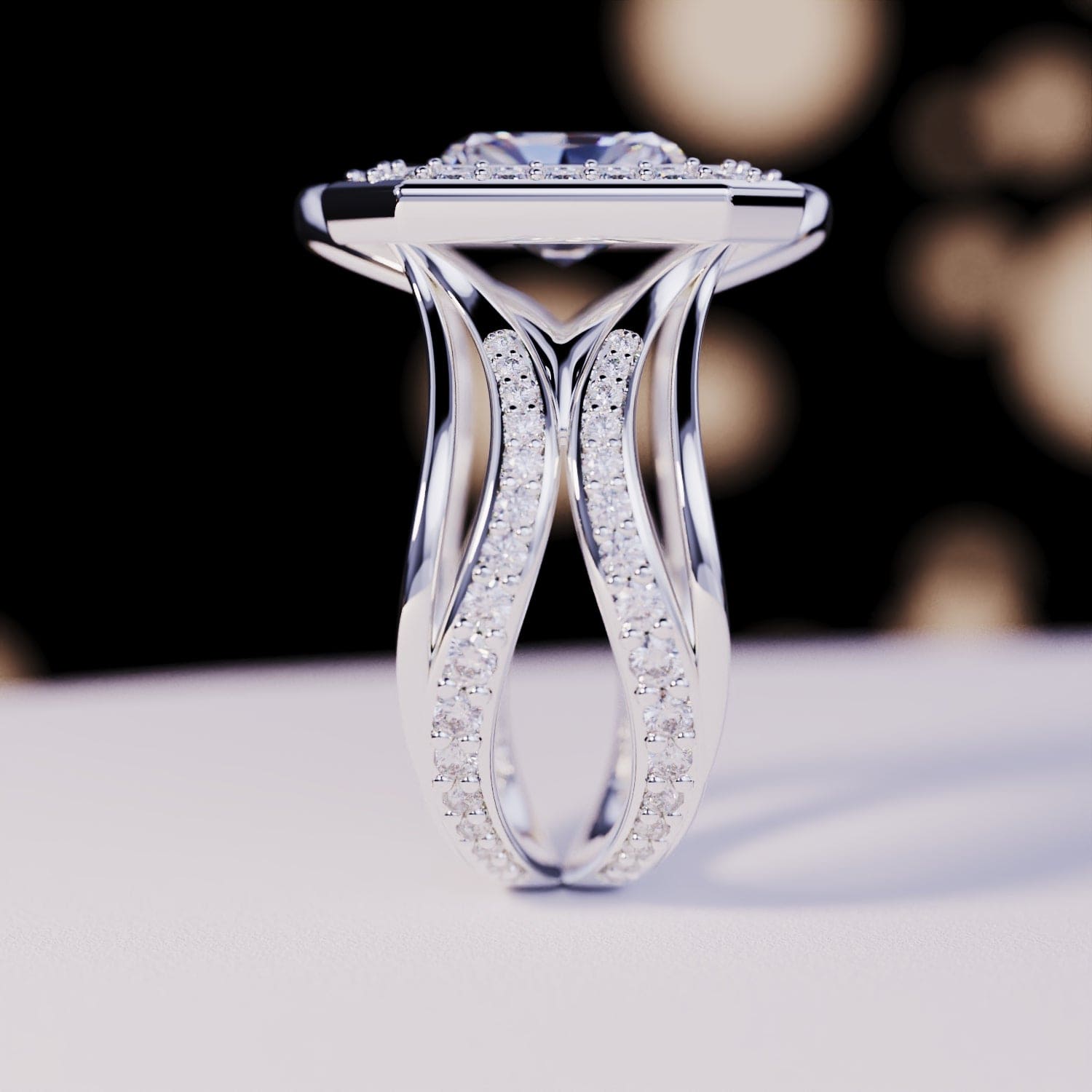 Éclat Élyséen : Bague Diamant Taille Émeraude - Argent Sterling S925