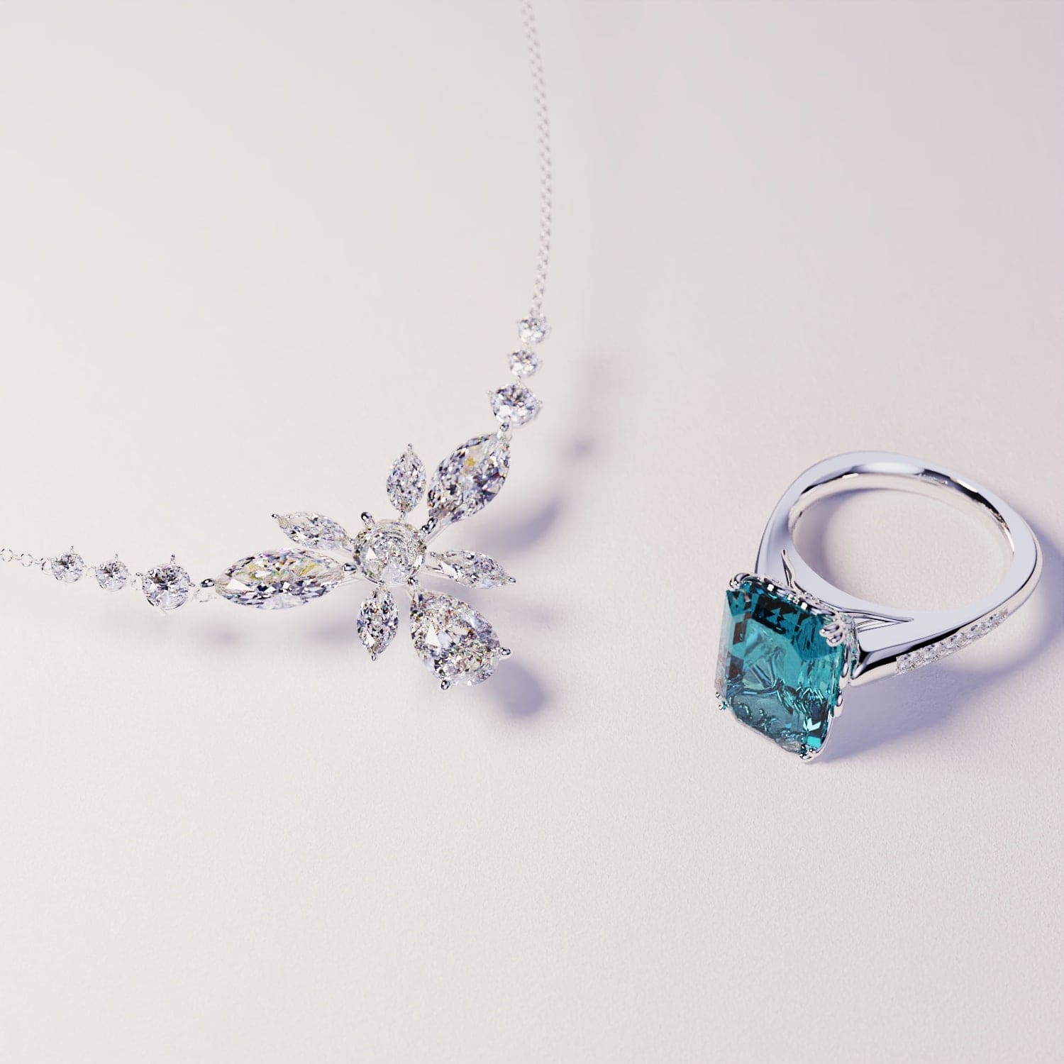Azure Dream: Necklace & Ring Upgrade - S925 Sterling Silver