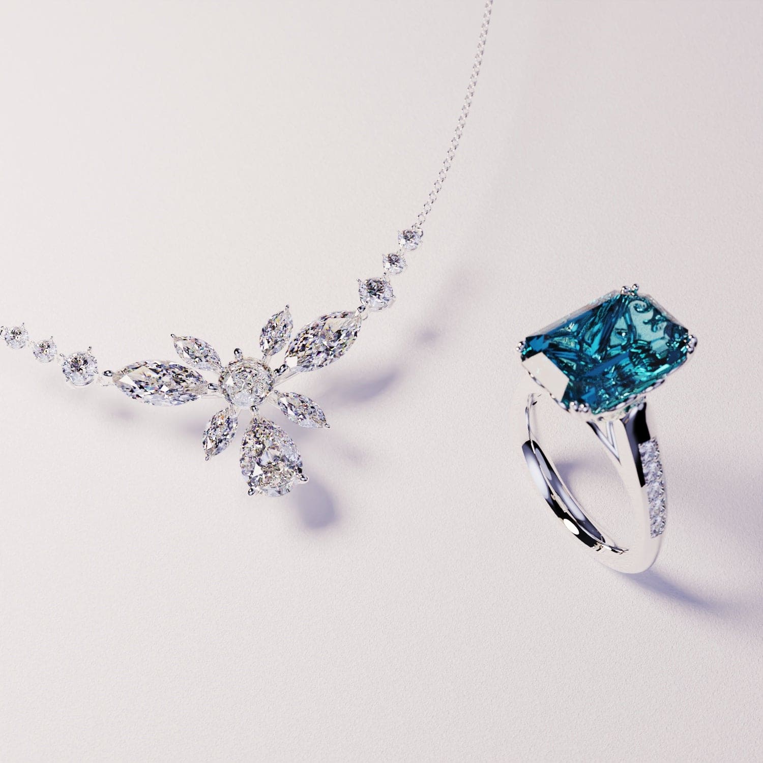 Azure Dream: Necklace & Ring Upgrade - S925 Sterling Silver