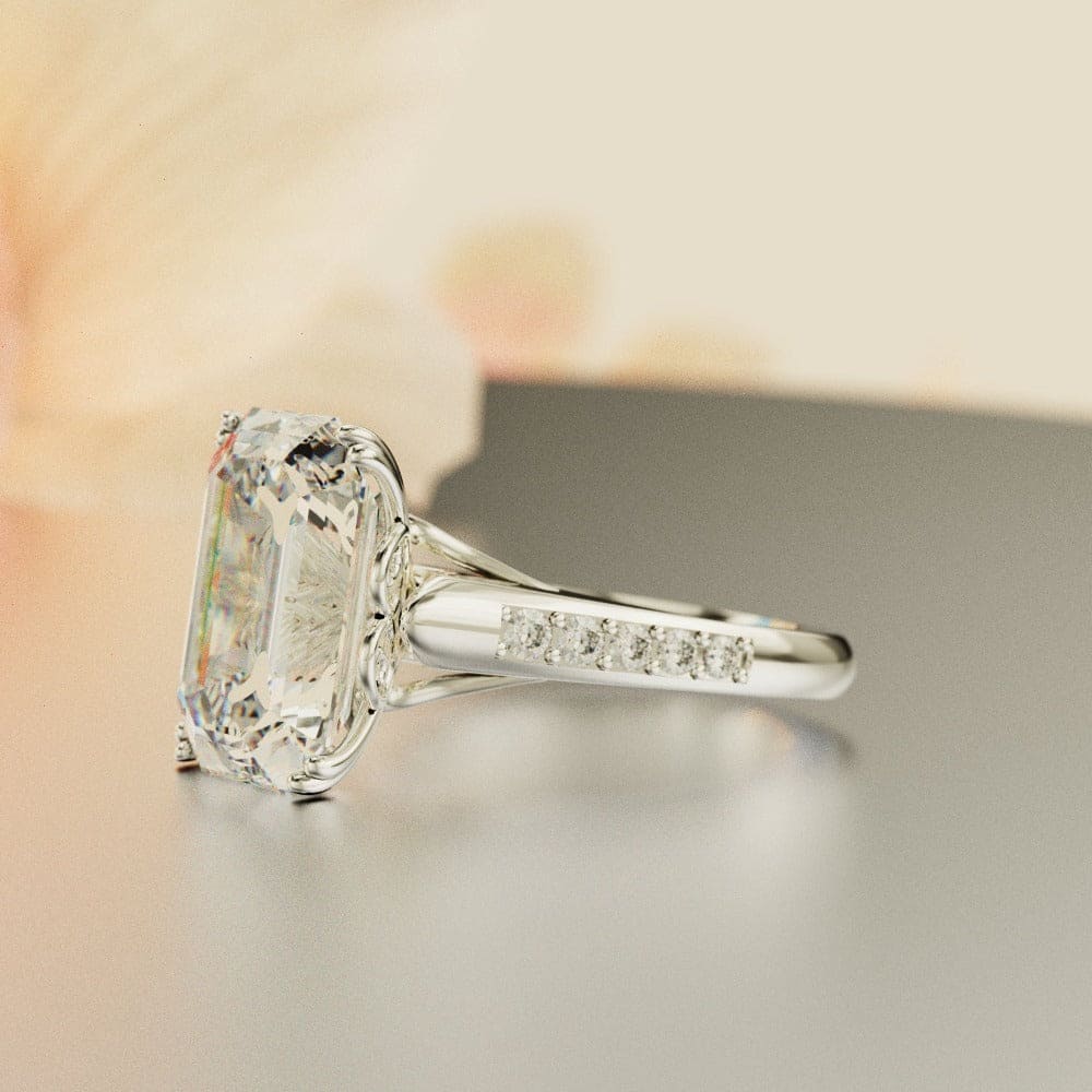 Crystal Dream: Emerald-Cut Diamond Ring - S925 Sterling Silver