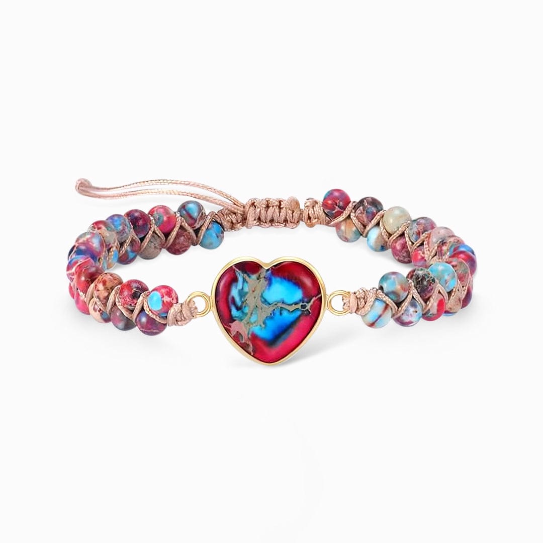 À Ma Petite-Fille | Je T'aime Pour Toujours | Bracelet Coeur en Jaspe
