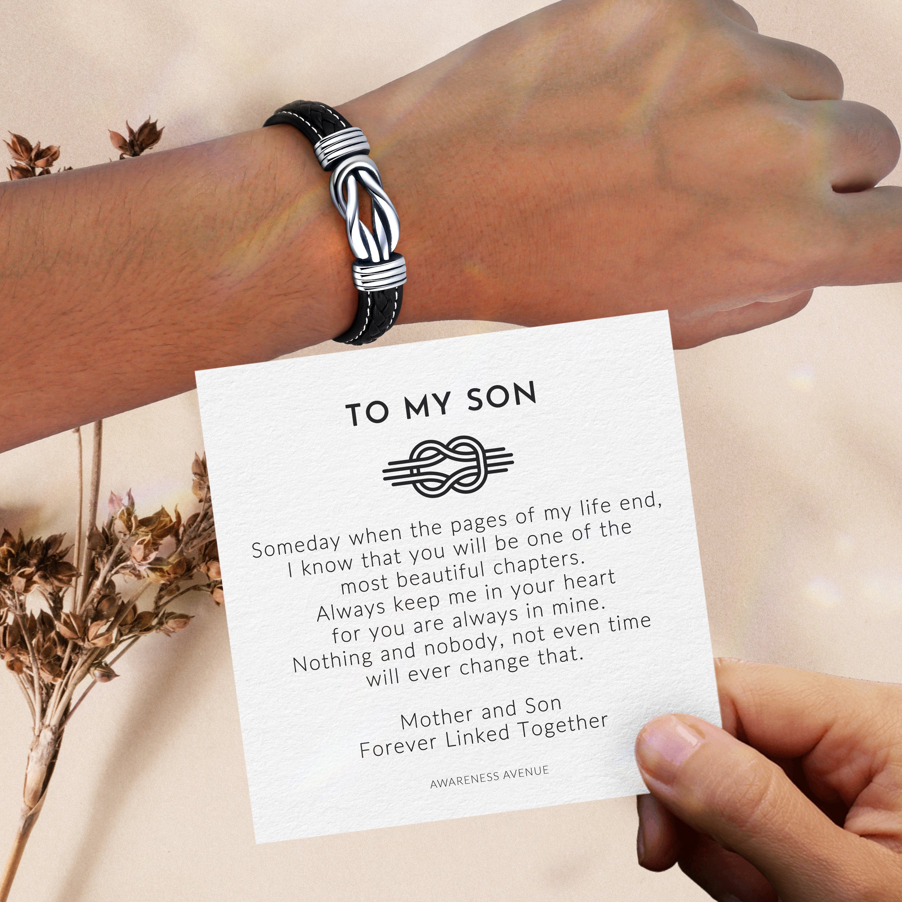 To My Son | Forever Linked Together | Leather Bracelet