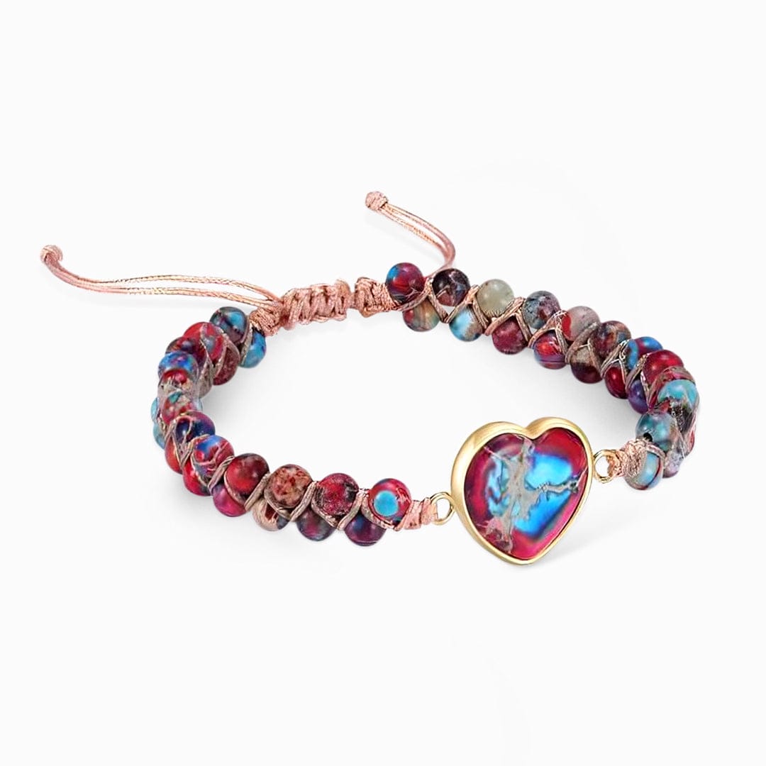 À Ma Petite-Fille | Je T'aime Pour Toujours | Bracelet Coeur en Jaspe