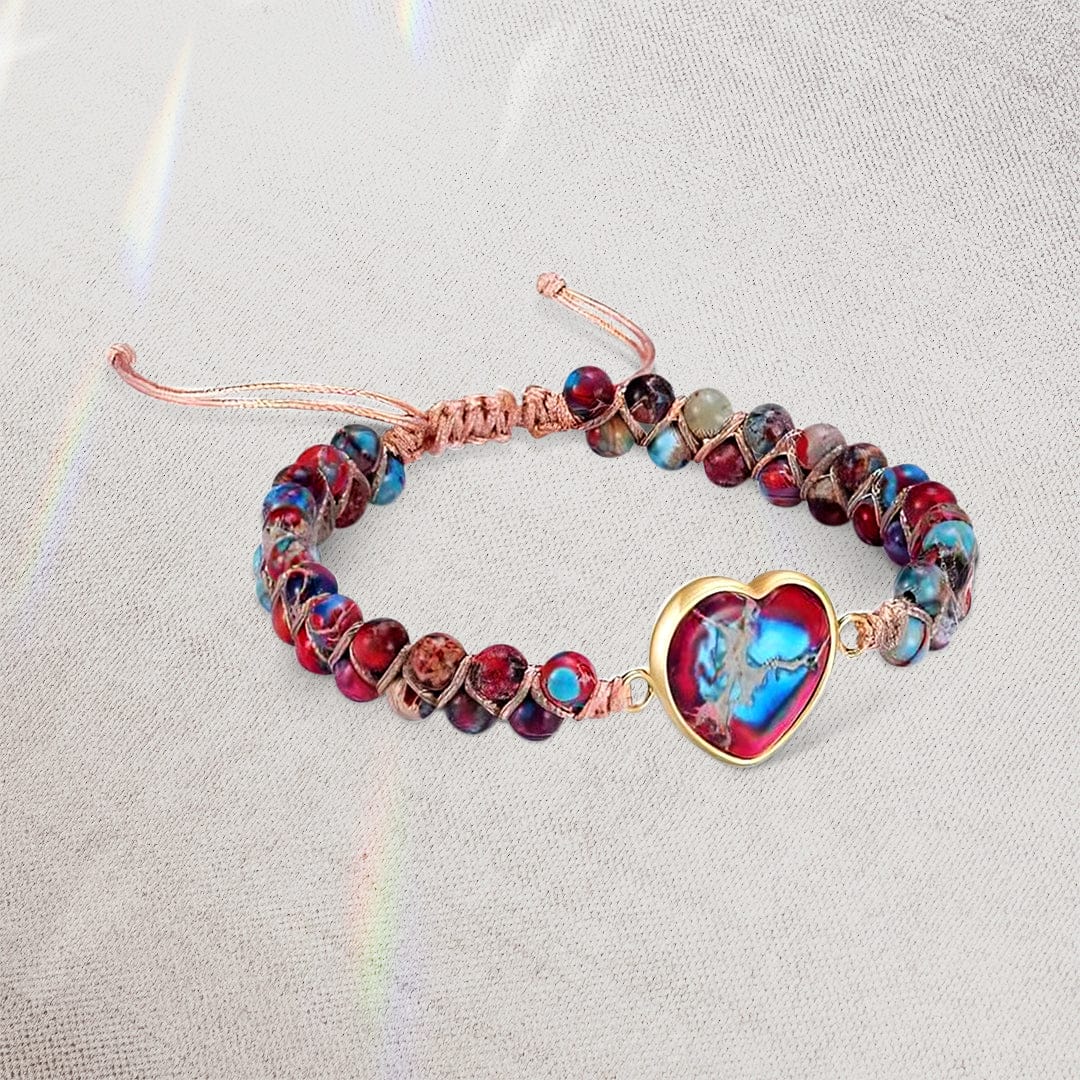 À Ma Petite-Fille | Je T'aime Pour Toujours | Bracelet Coeur en Jaspe