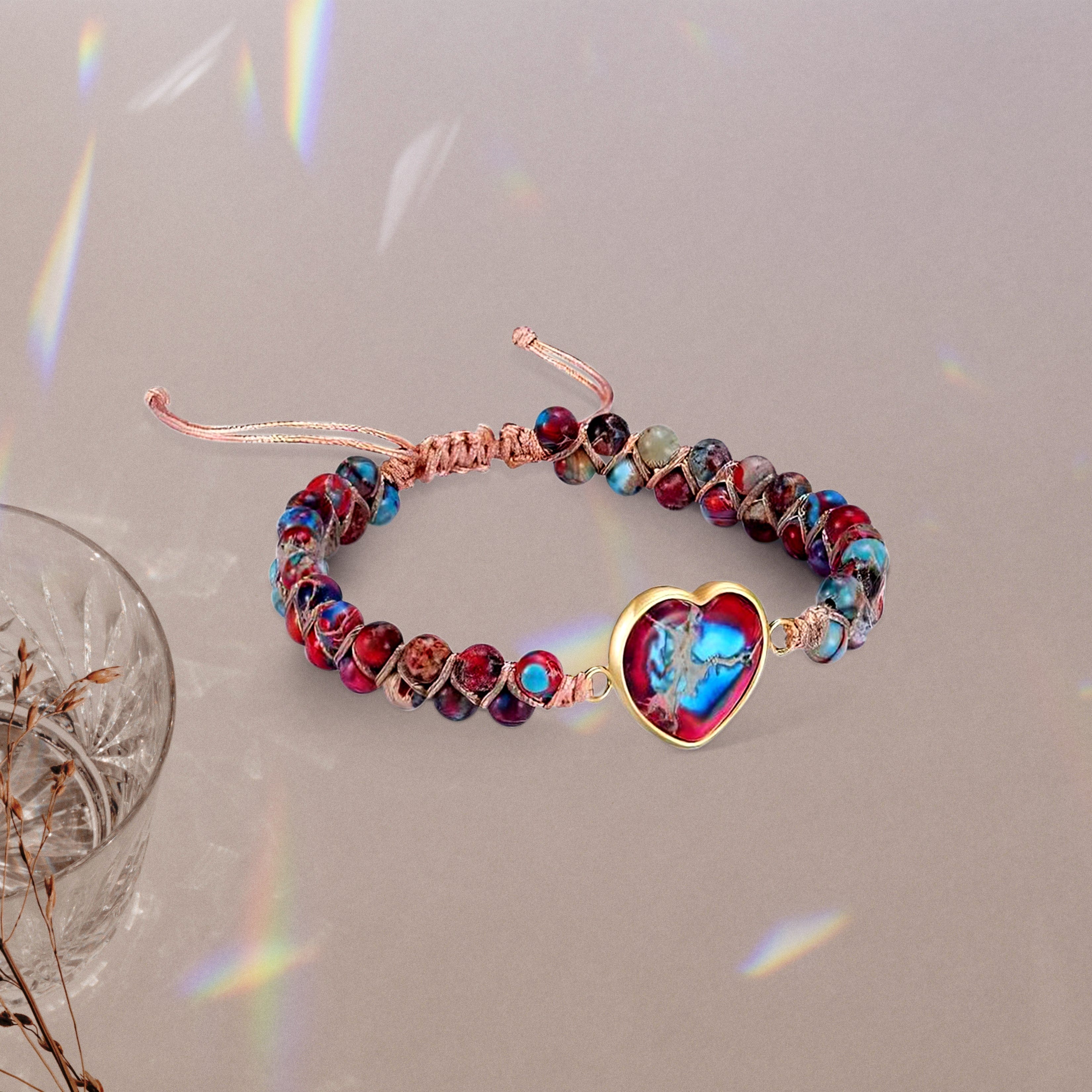 À Ma Petite-Fille | Je T'aime Pour Toujours | Bracelet Coeur en Jaspe