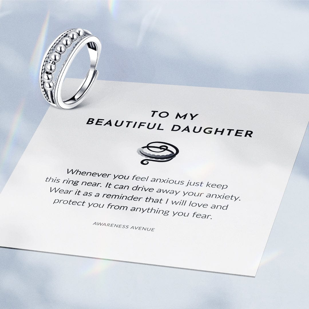 À Ma Fille | Chassez Votre Anxiété | Bague Anti-Stress Double Rangée de Perles S925