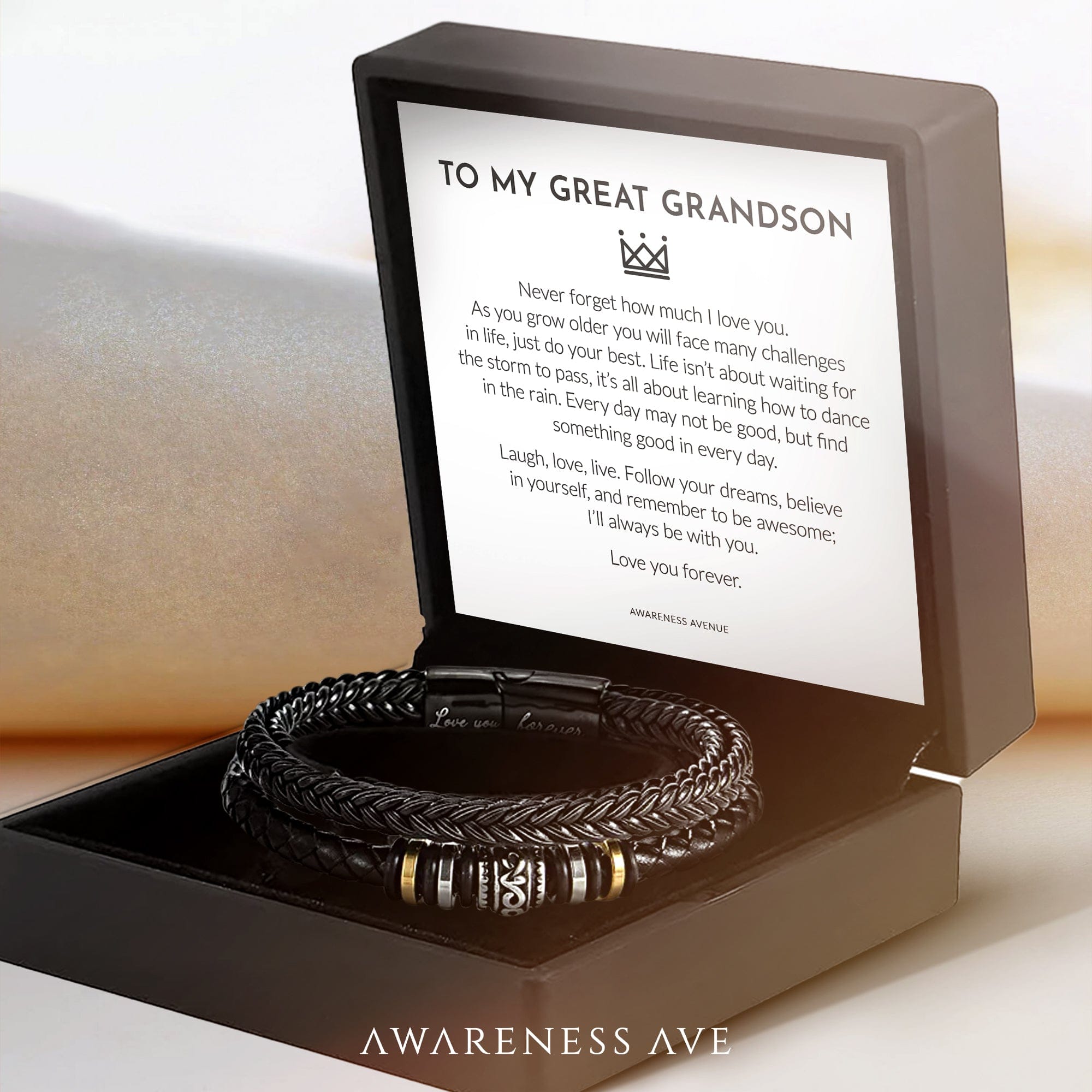 Je t'aimerai toujours | Bracelet cadeau en cuir pour homme