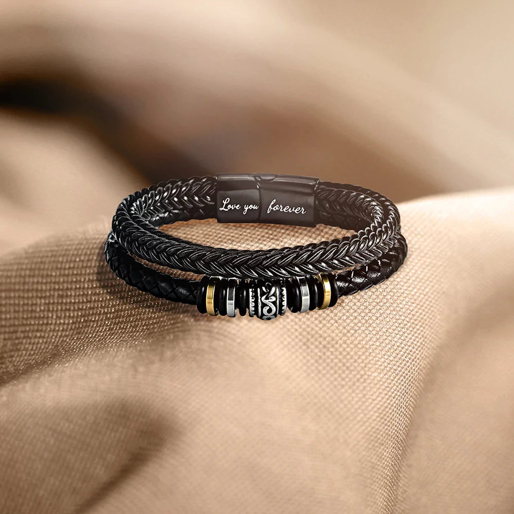 Je t'aimerai toujours | Bracelet cadeau en cuir pour homme