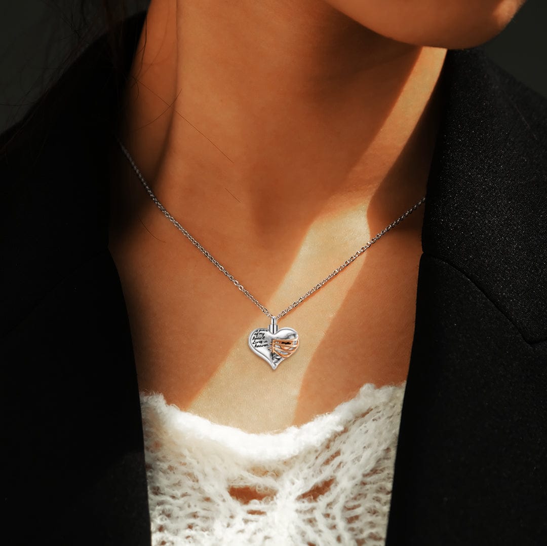 Un morceau de mon cœur vit au paradis | Collier urne funéraire cœur commémoratif