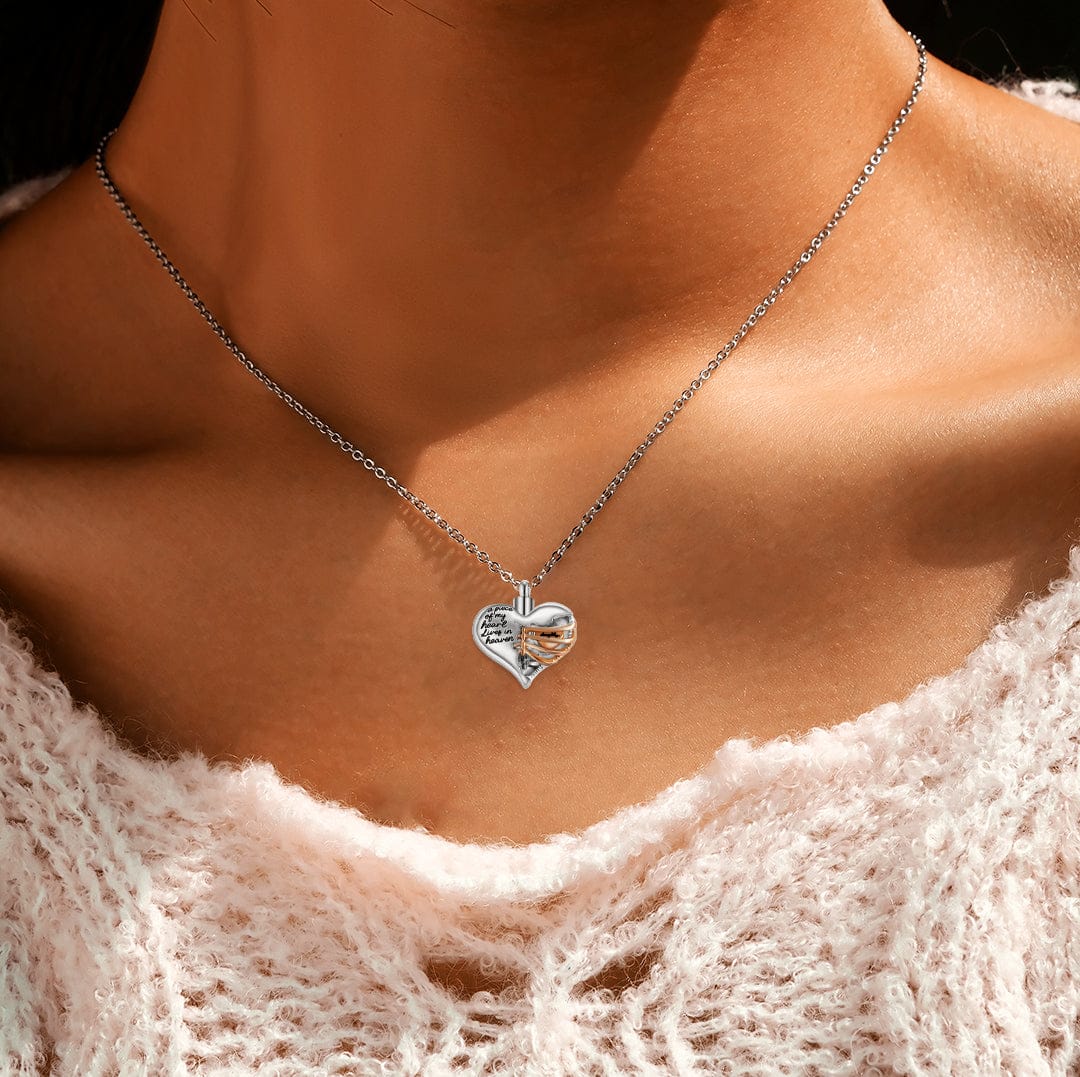 Un morceau de mon cœur vit au paradis | Collier urne funéraire cœur commémoratif