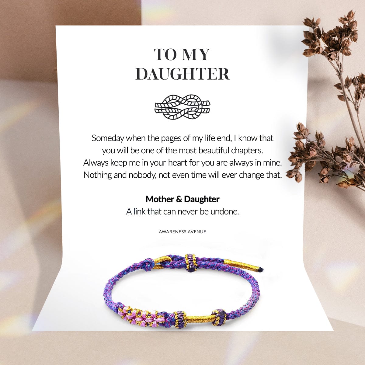 Fille | Un lien indissoluble | Bracelet Nœud Fleur de Pêcher