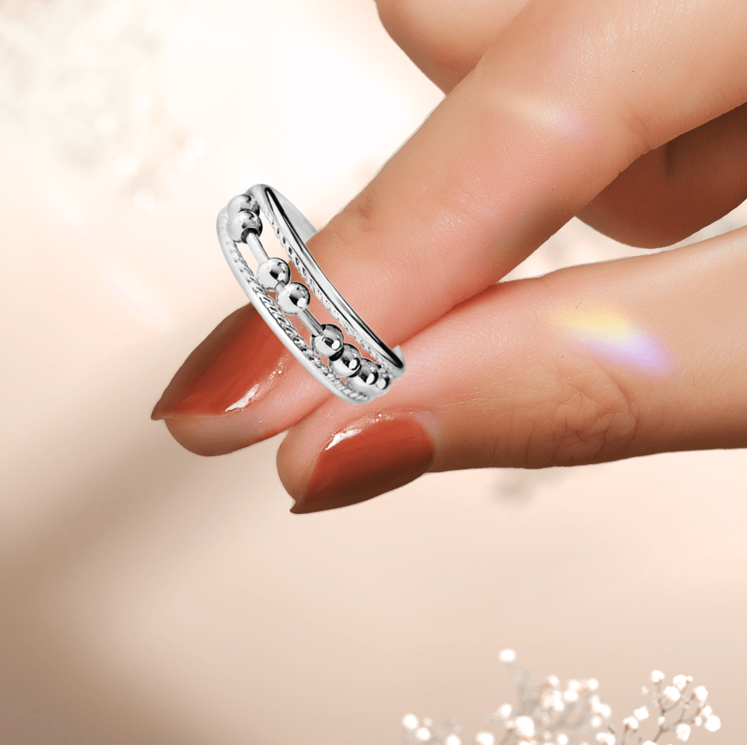 À Ma Fille | Chassez Votre Anxiété | Bague Anti-Stress Double Rangée de Perles S925