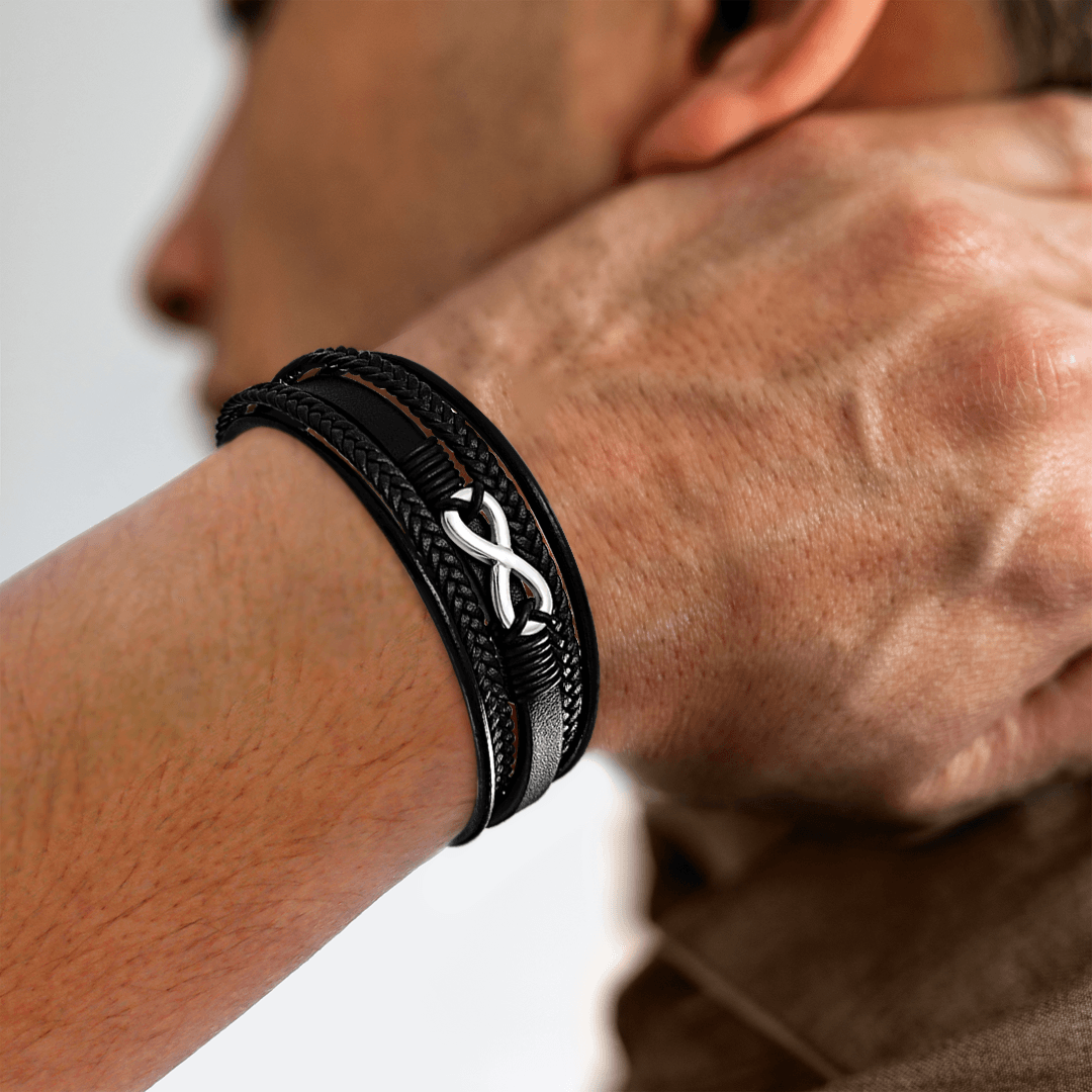 À Mon Petit-Fils | Je Serai Toujours Avec Toi | Bracelet en Cuir