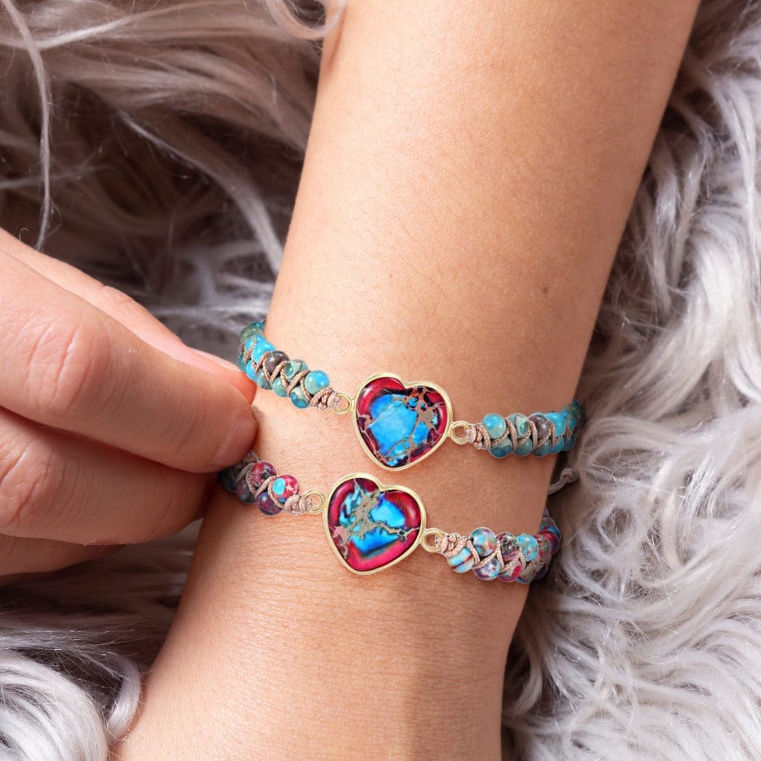 À Ma Petite-Fille | Je T'aime Pour Toujours | Bracelet Coeur en Jaspe