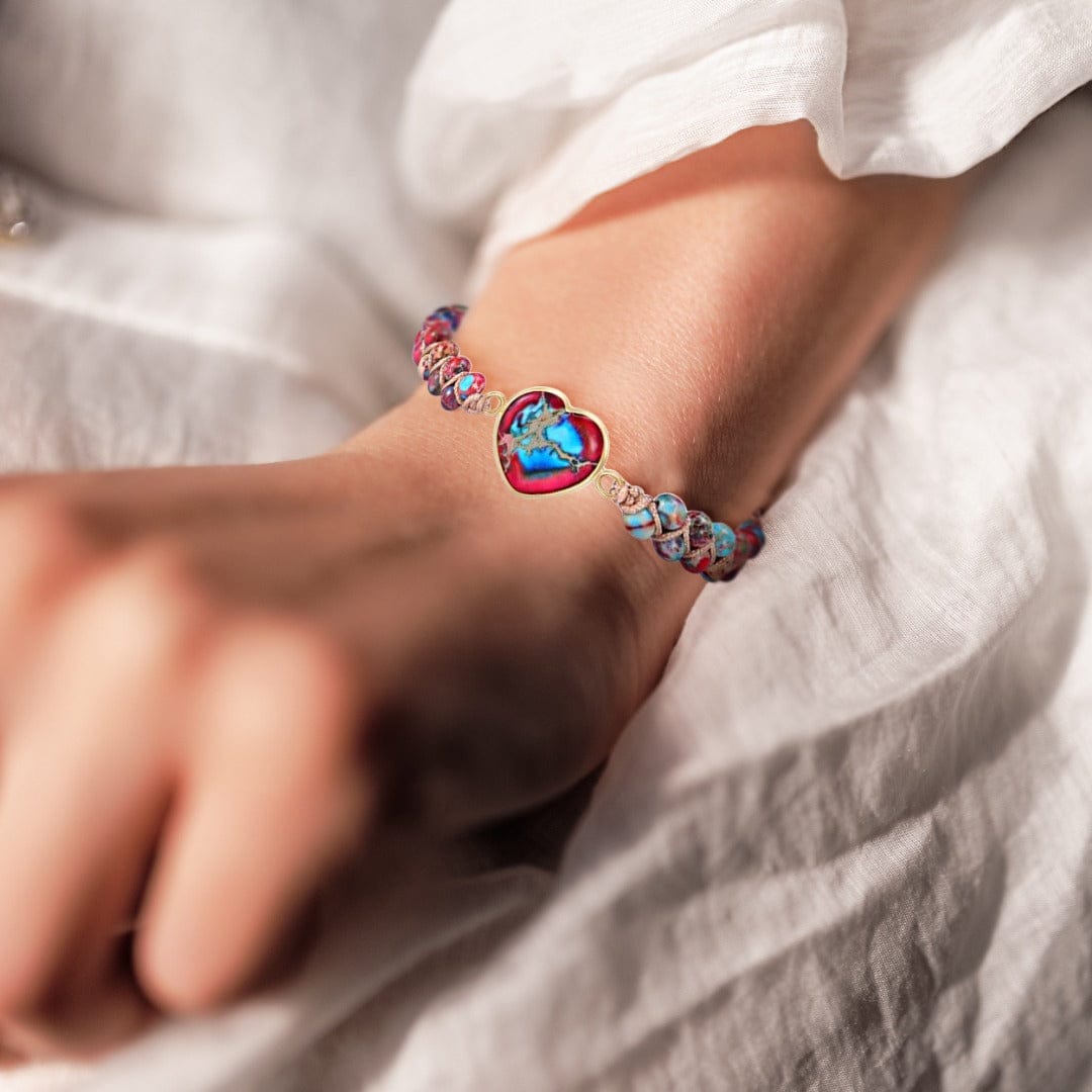 À Ma Petite-Fille | Je T'aime Pour Toujours | Bracelet Coeur en Jaspe