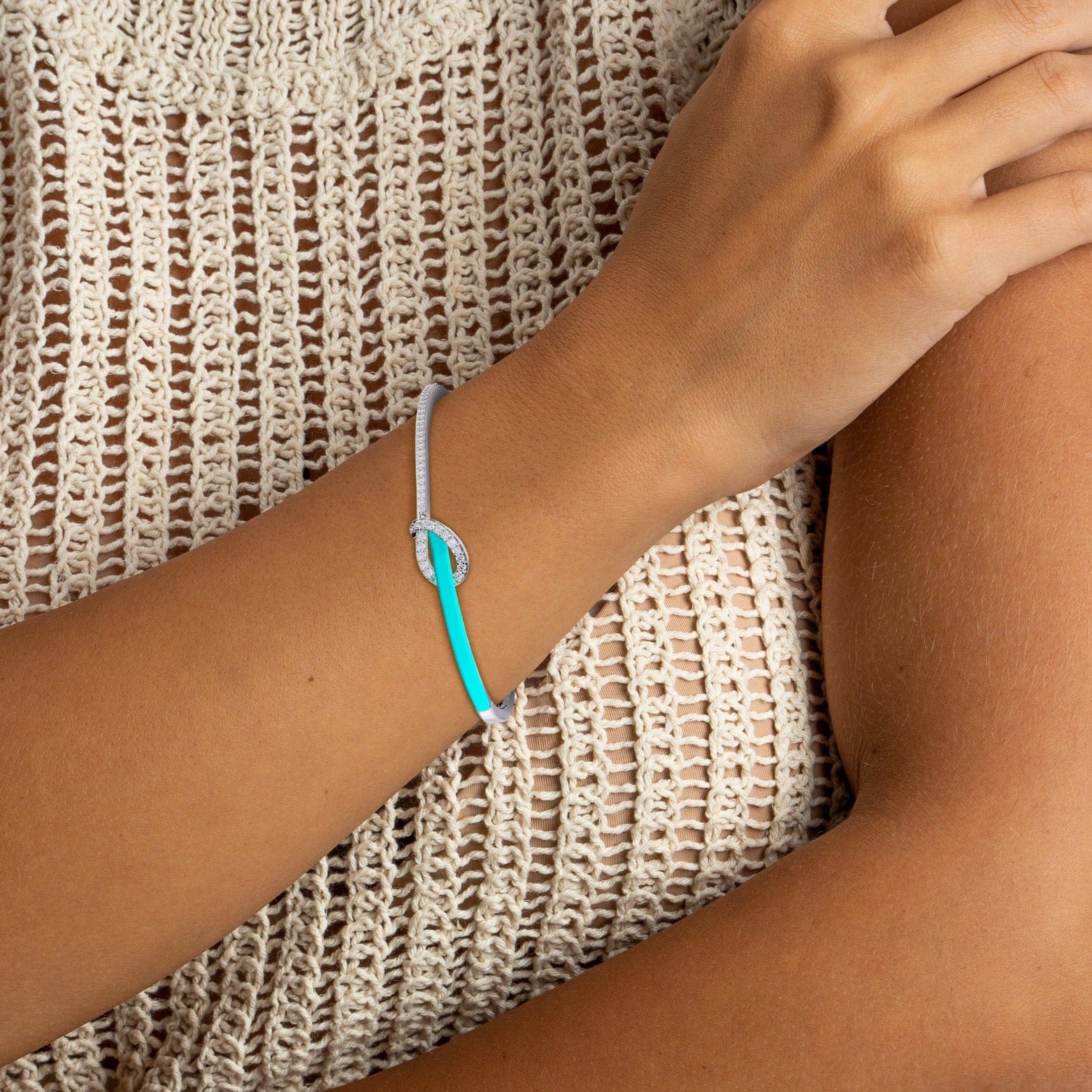 Élégance Côtière : Bracelet Diamant Turquoise - Argent Sterling S925