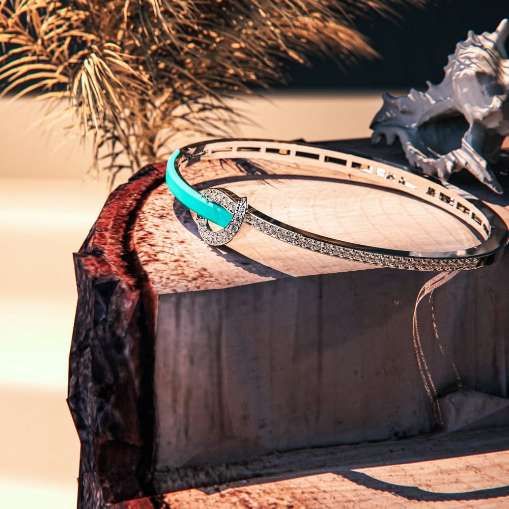 Élégance Côtière : Bracelet Diamant Turquoise - Argent Sterling S925