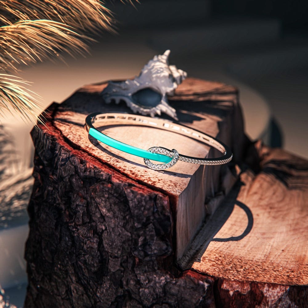Élégance Côtière : Bracelet Diamant Turquoise - Argent Sterling S925