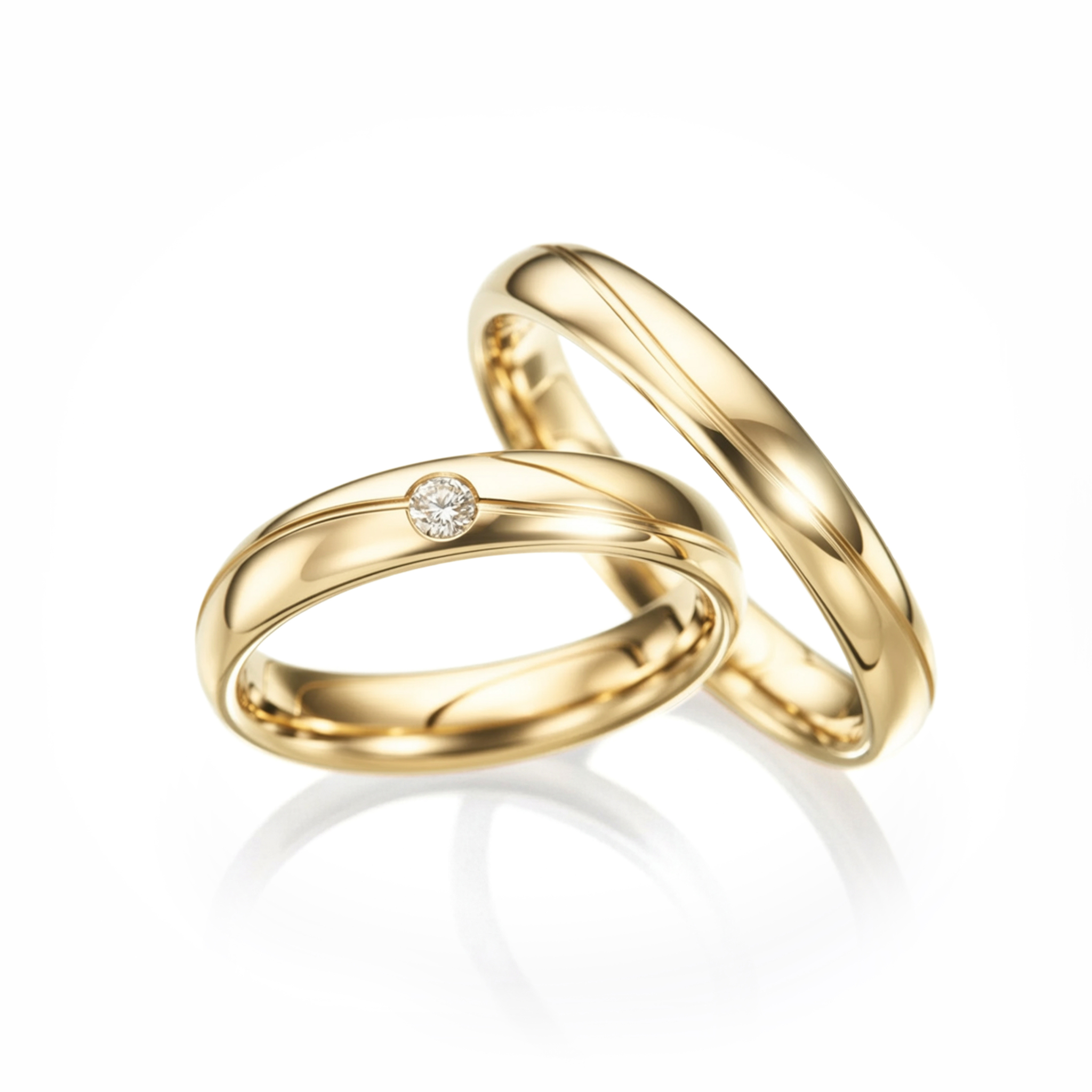 The Curved Moissanite Couples Rings - View 1