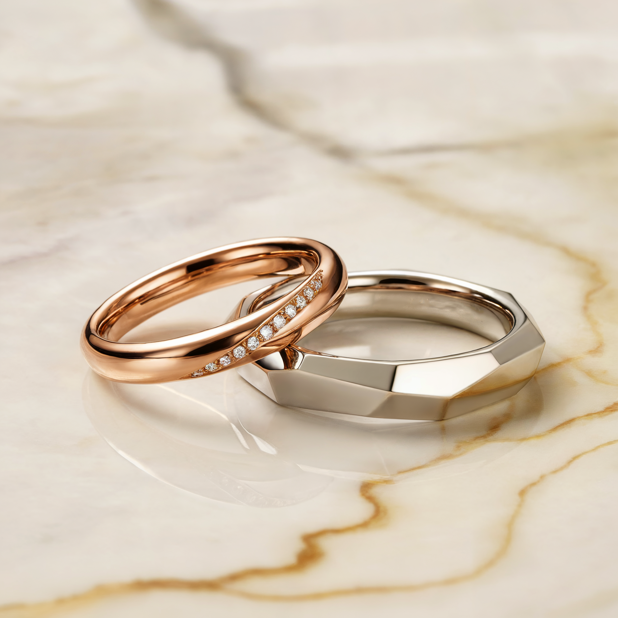 The Faceted Pavé Couples Rings - View 1