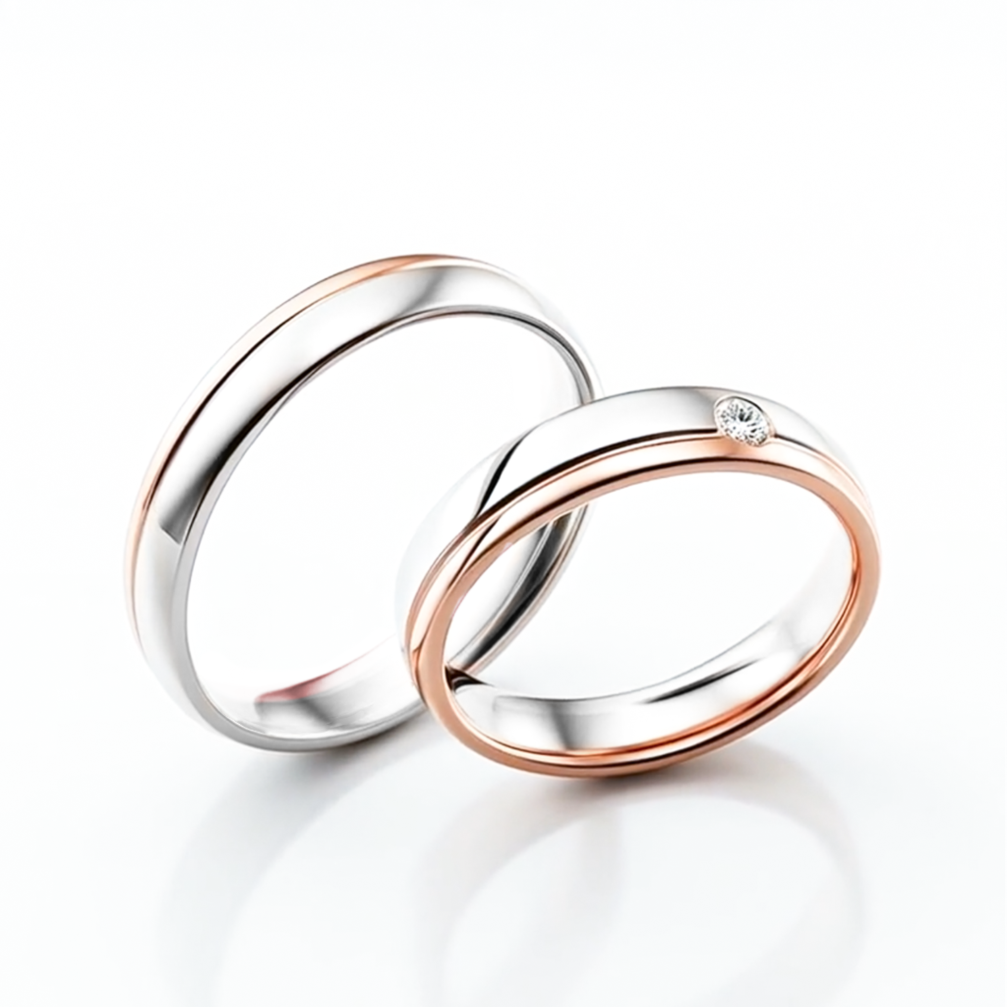 The White Rose-Inlay Couples Rings - View 2