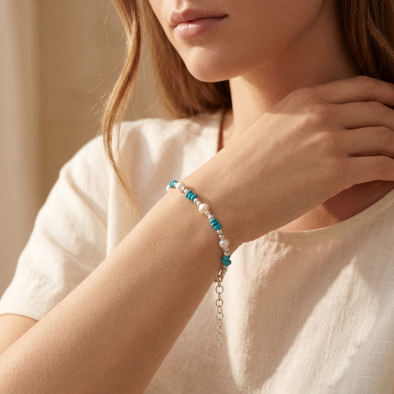 The Flagstaff Turquoise and Pearl Bracelet