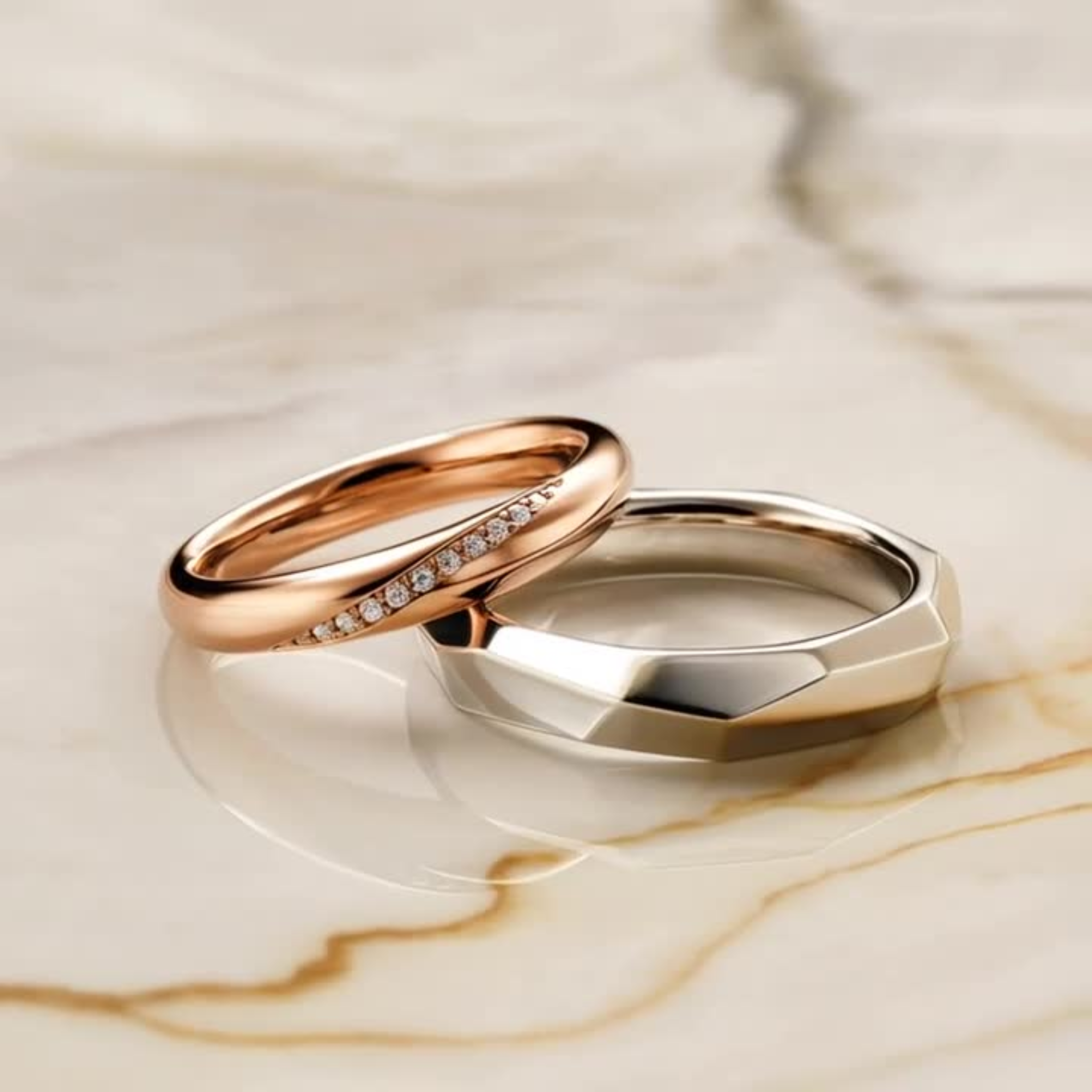 The Faceted Pavé Couples Rings - View 2
