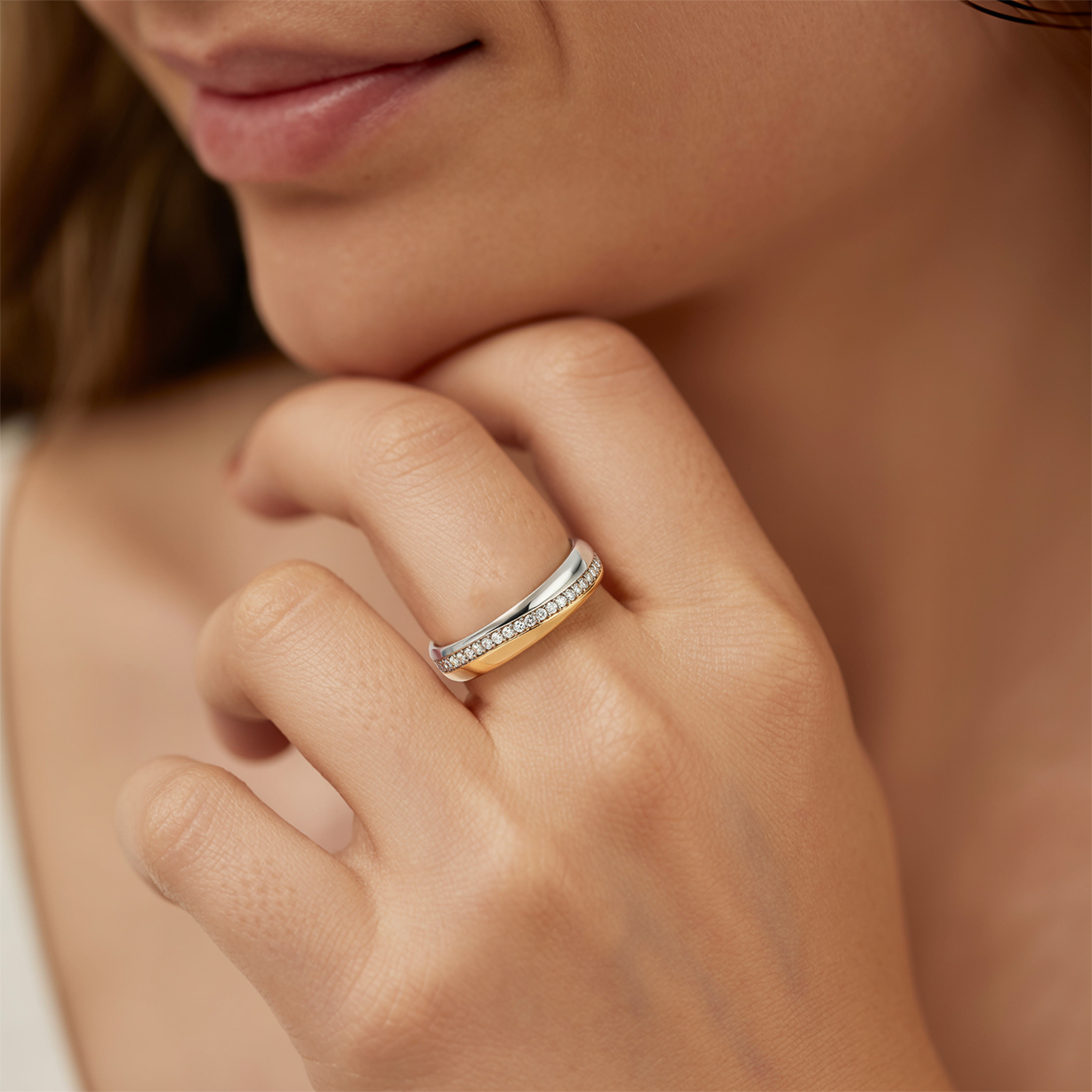 The Curved Pavé Couples Rings - View 3