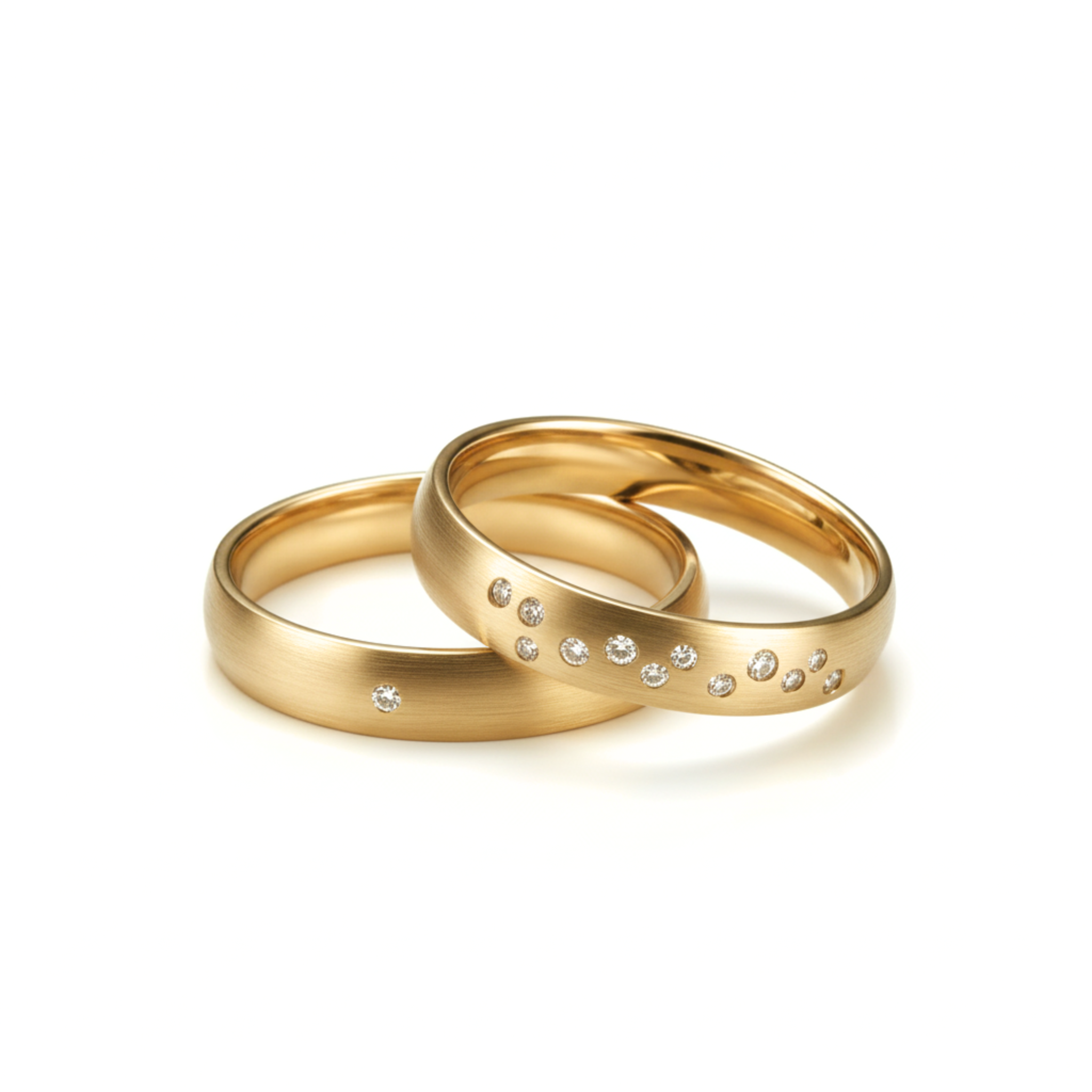 The Brushed Flush Couples Rings - View 4