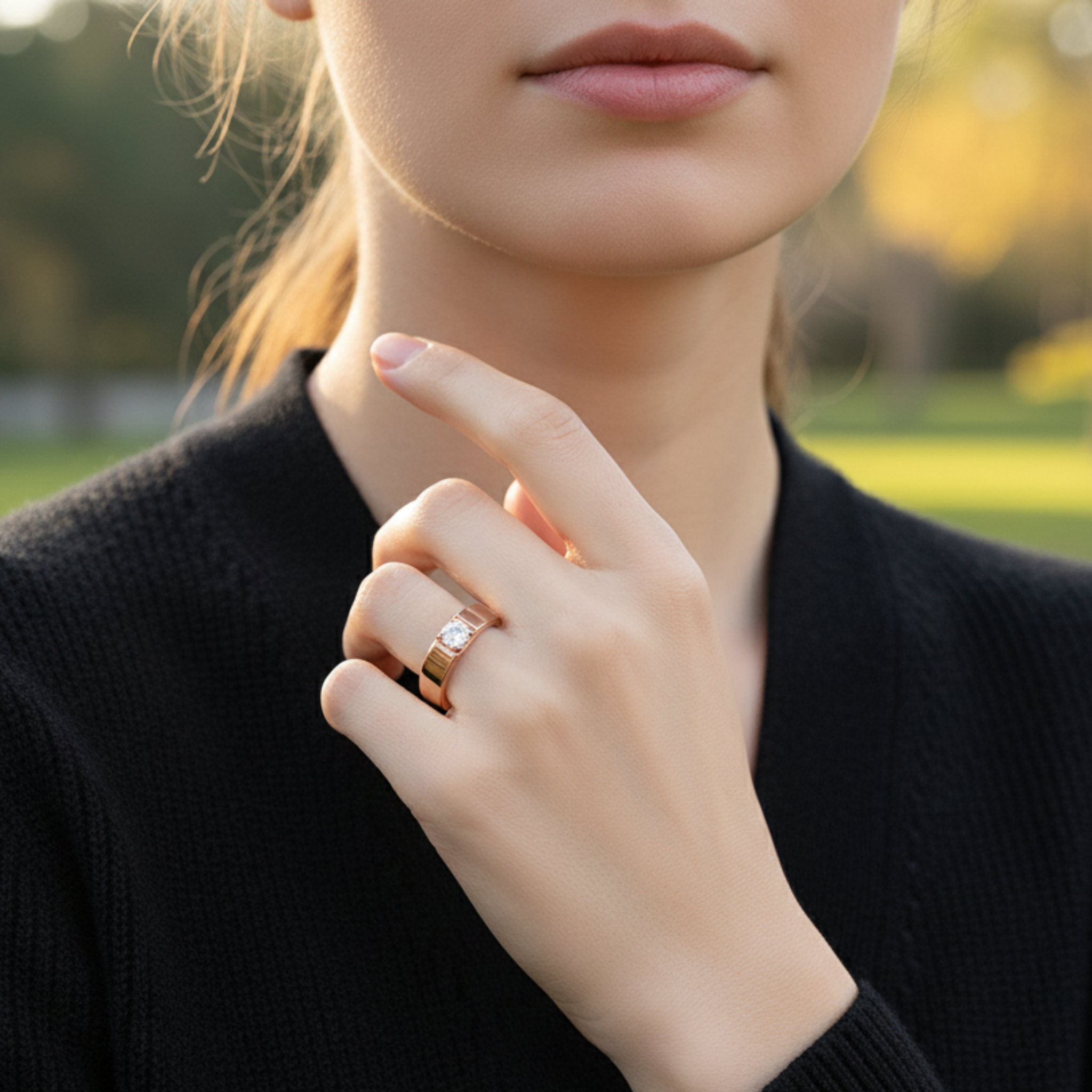 The Bold Square-Set Couples Rings - View 4