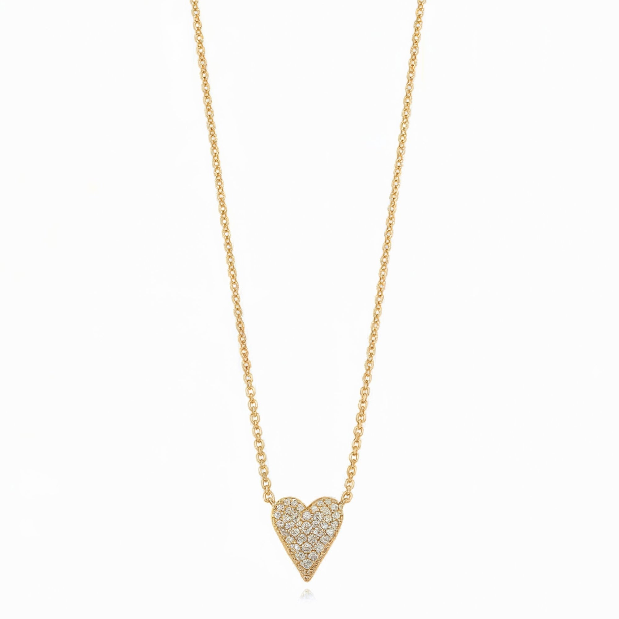 Solid gold necklace with a lab-grown diamond heart pendant