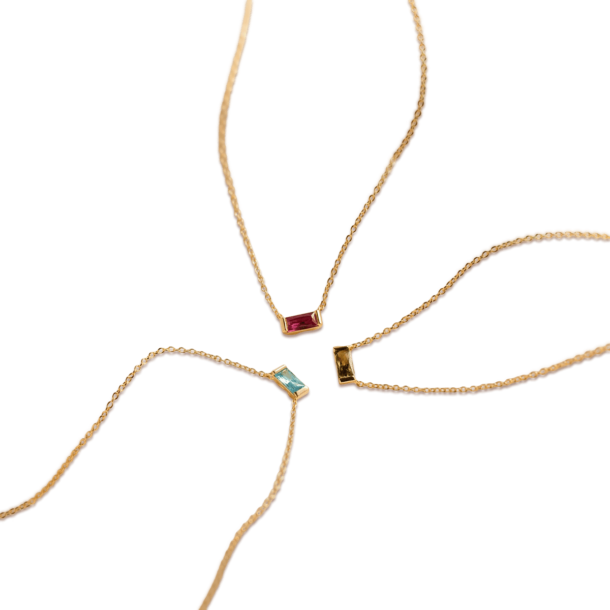Collier personnalisé avec pierre de naissance taille baguette - Acier inoxydable