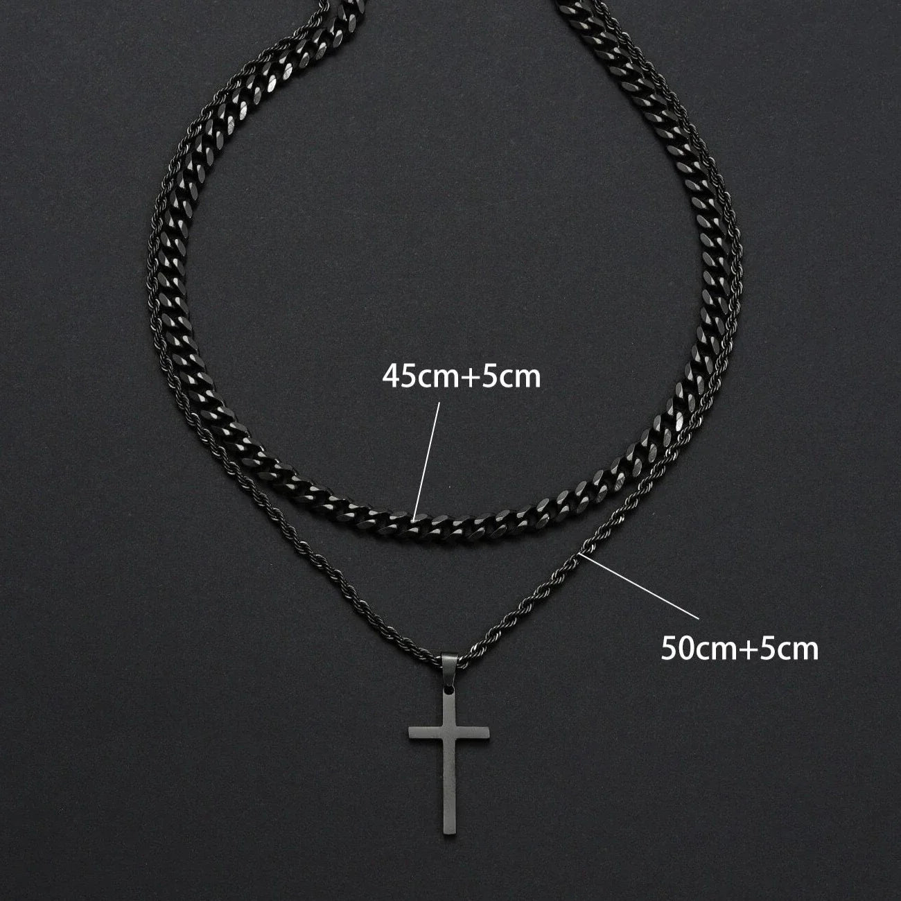 Collier Homme Pendentif Croix Double Épaisseur