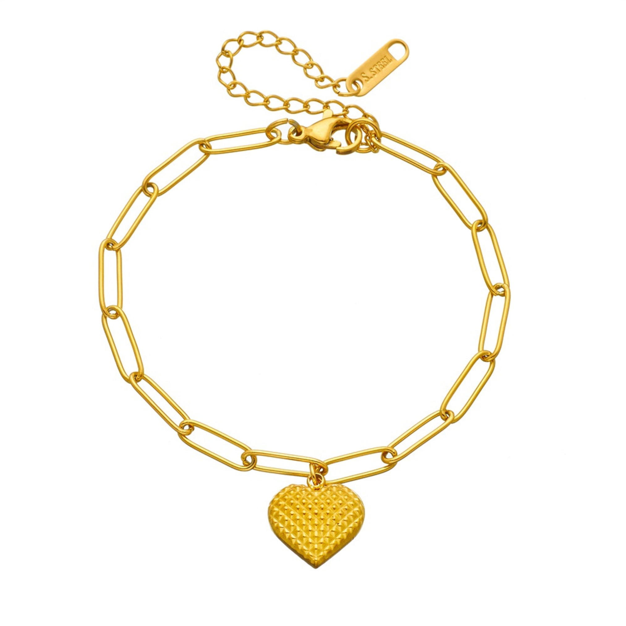 Bracelet Cœur en Trombone Or