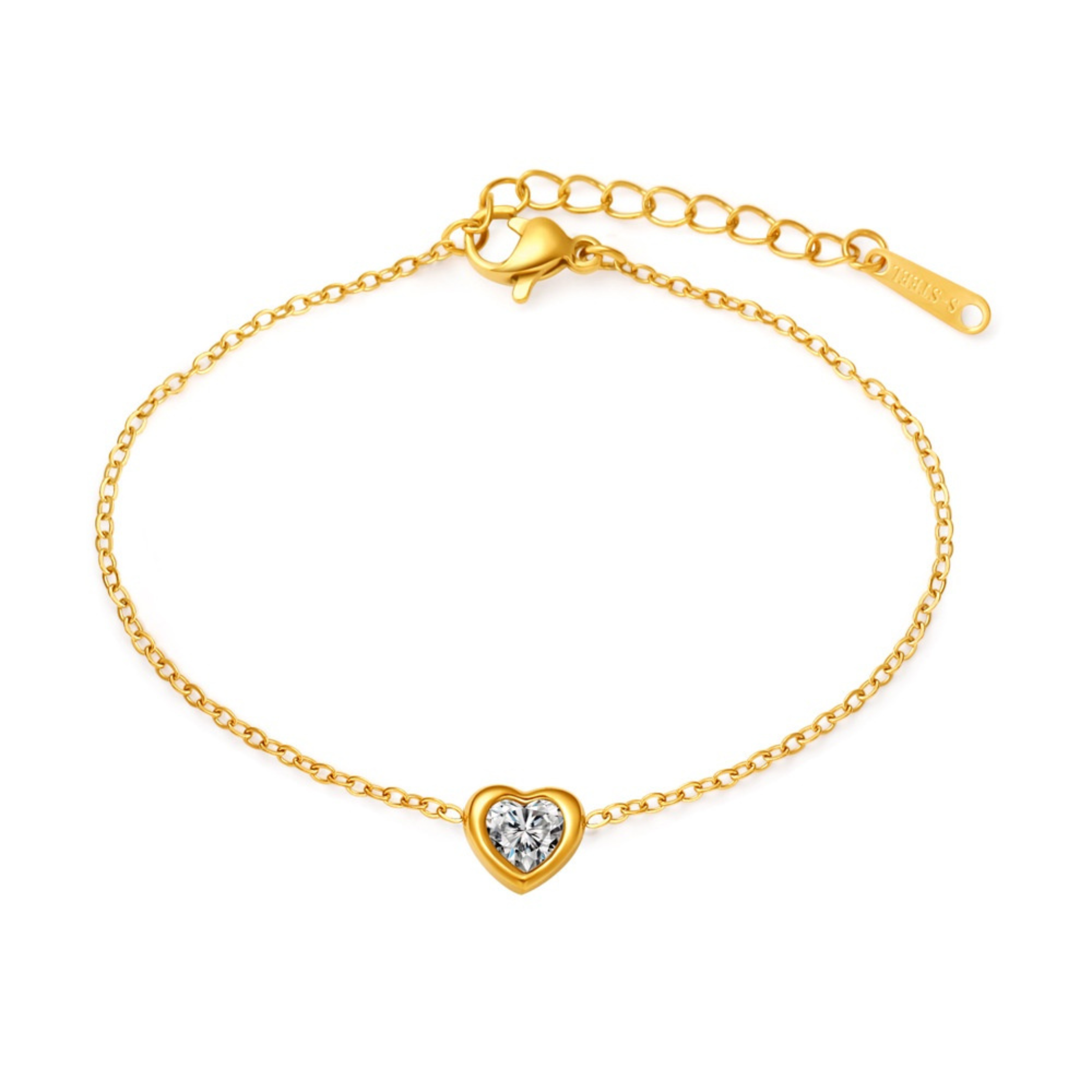 Bracelet Cœur avec Lunette Dorée