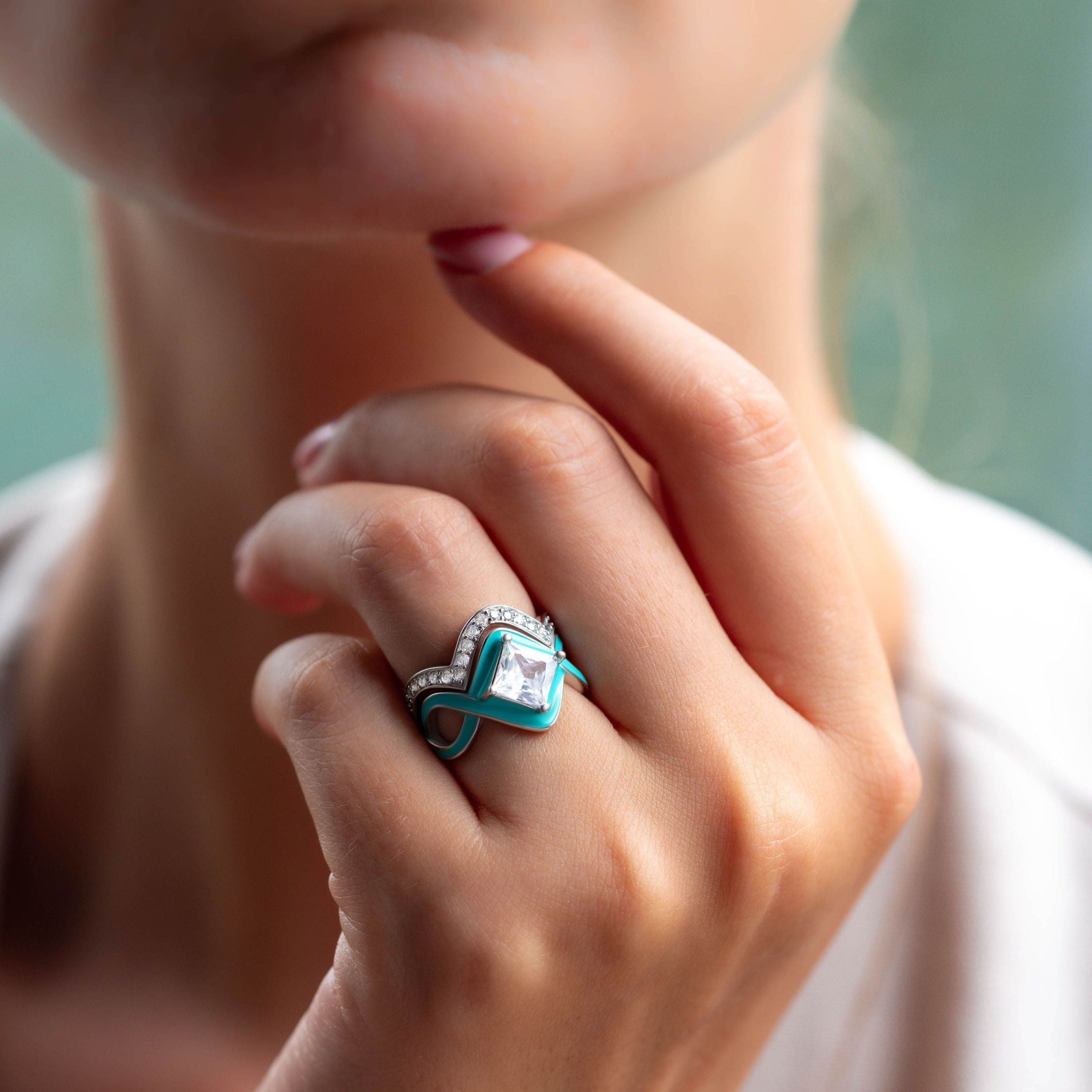 L'Onde Océane : Ensemble de 2 bagues - Argent Sterling S925