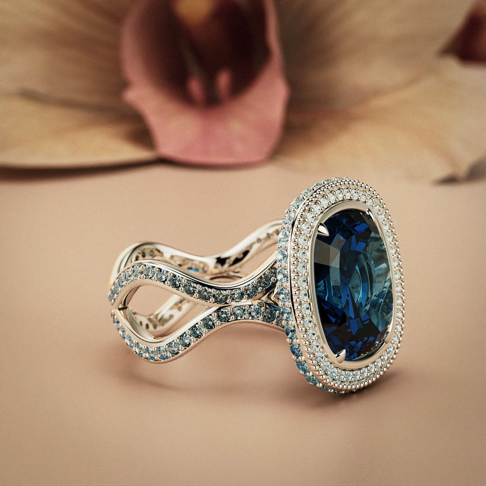 Essence Saphir: Bague Infini Taille Opale - Argent Sterling S925