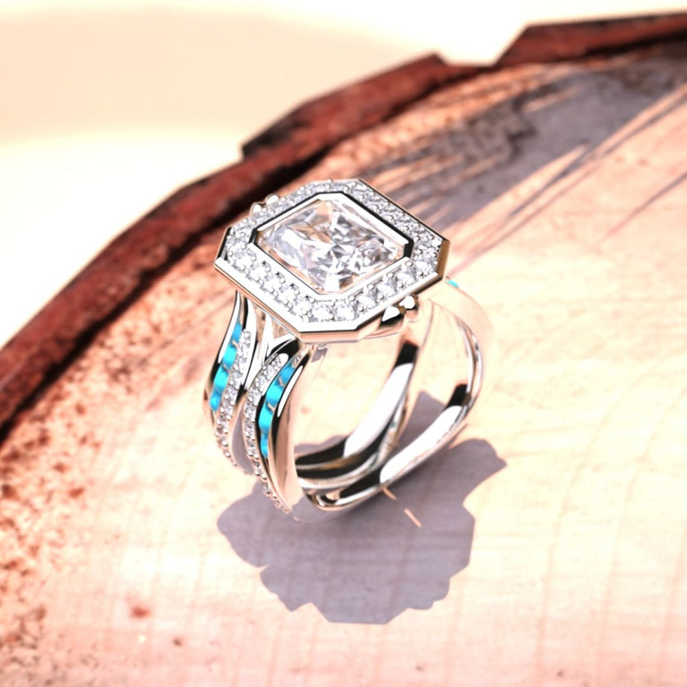 La Couronne de l'Océan: Bague Diamant Éthique - Argent Sterling S925