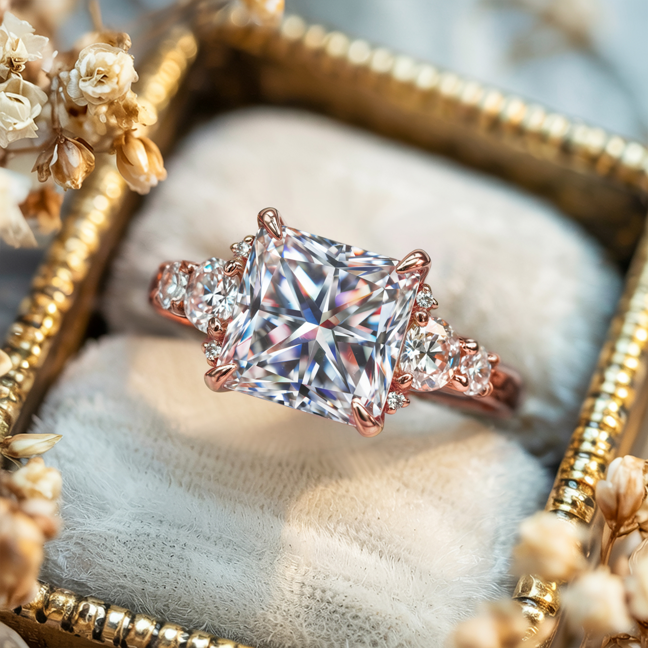 The Bella Jewel Princess Cut Moissanite Ring