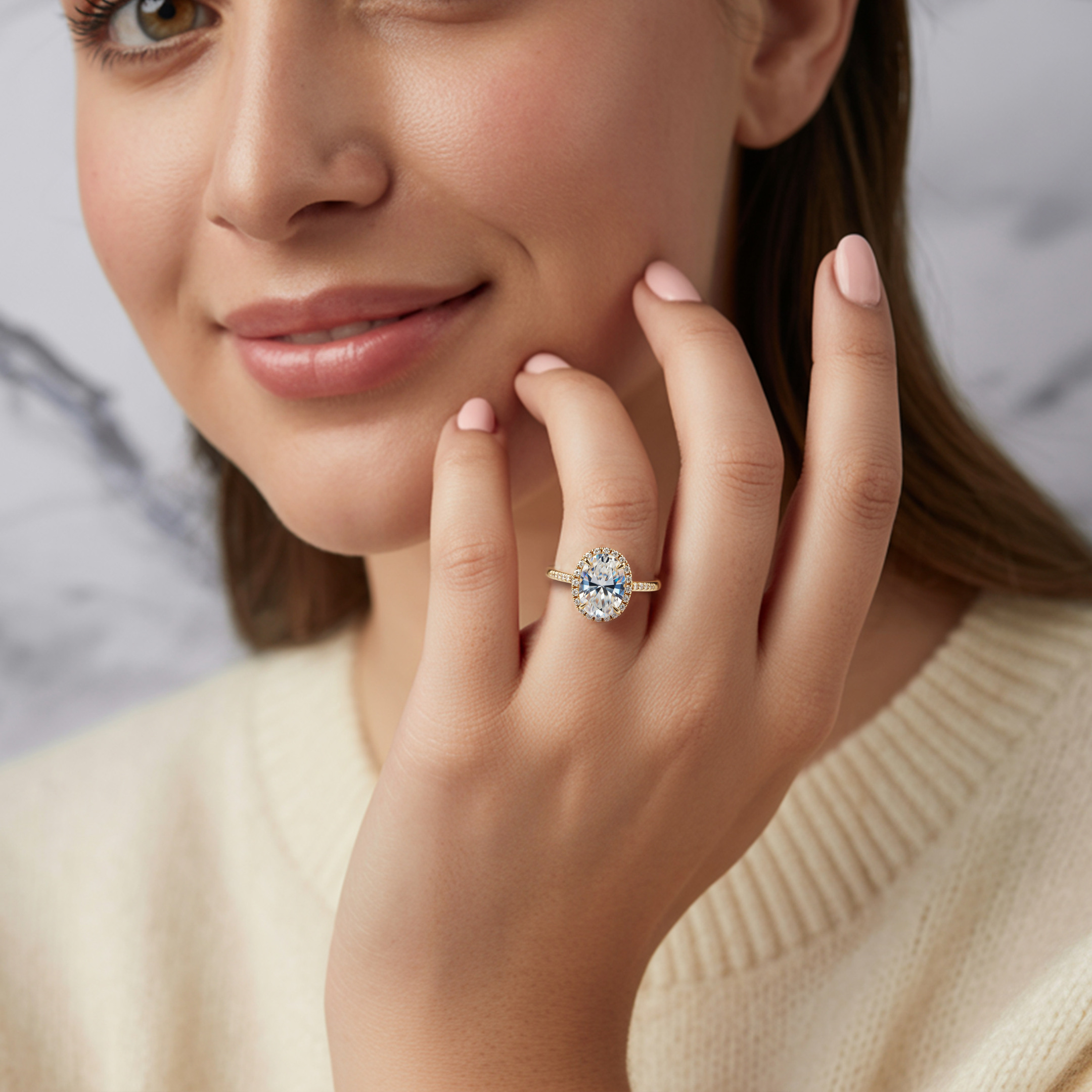 La Opaline - Bague Halo Moissanite