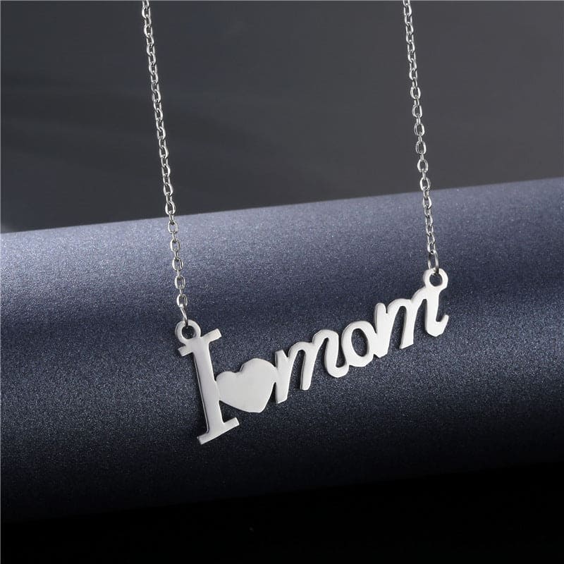 Collier Pendentif "I Love Mom" - Acier Inoxydable