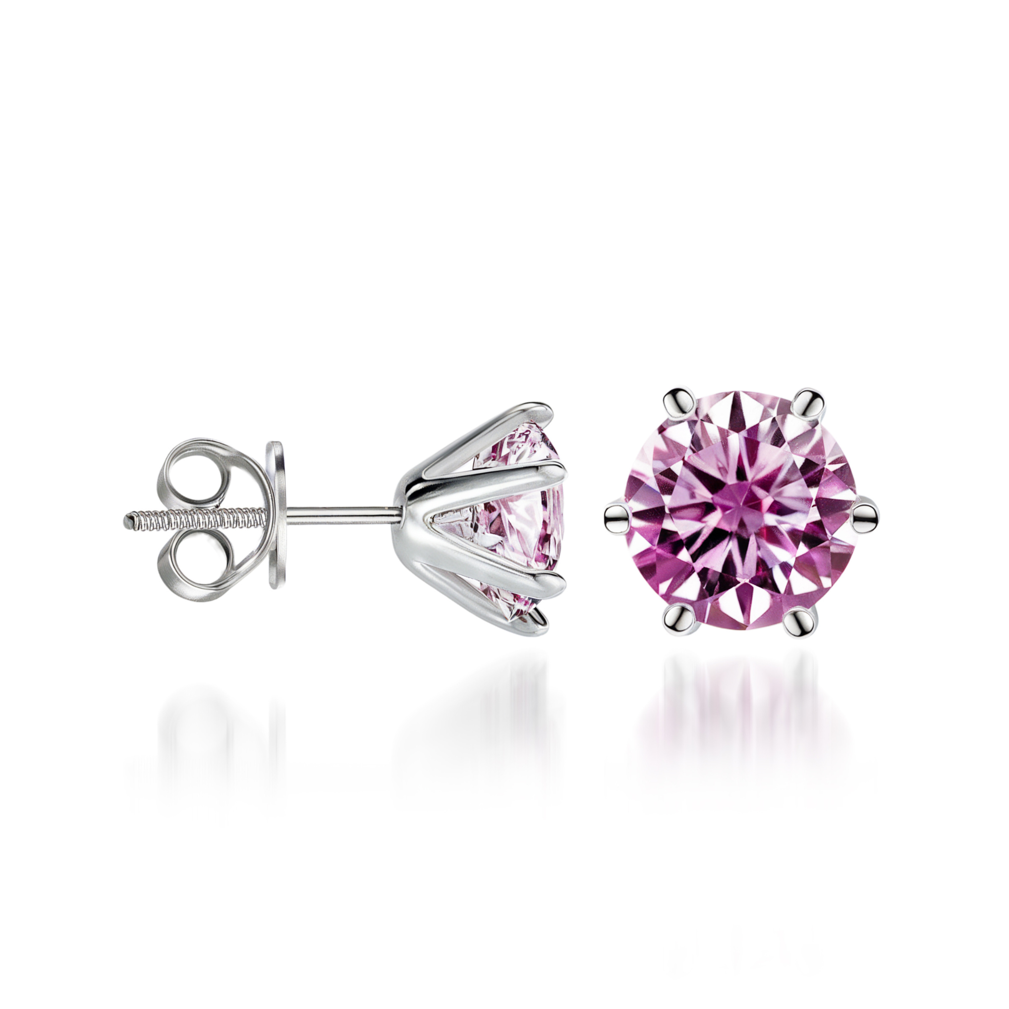 Délicates boucles d'oreilles à clous en moissanite rose
