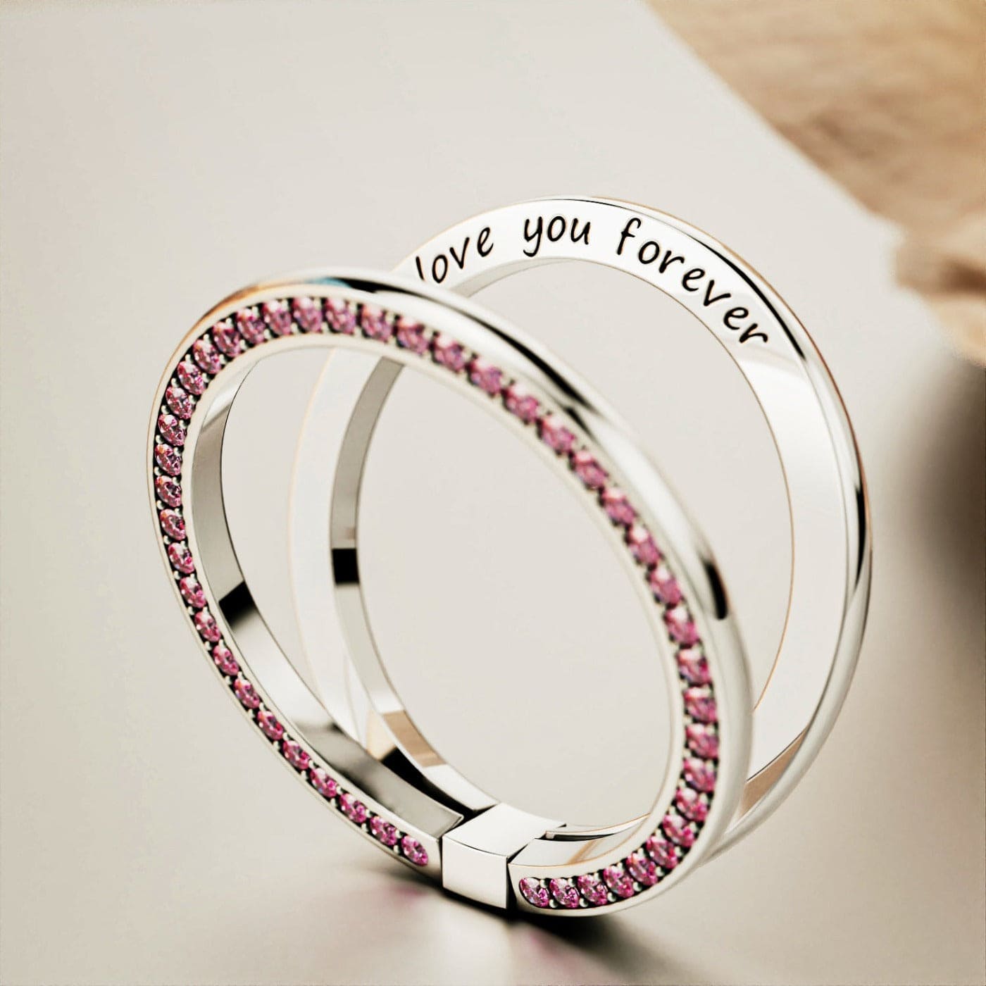 Bague Argent Pliable Personnalisée "Je T'aimerai Toujours"
