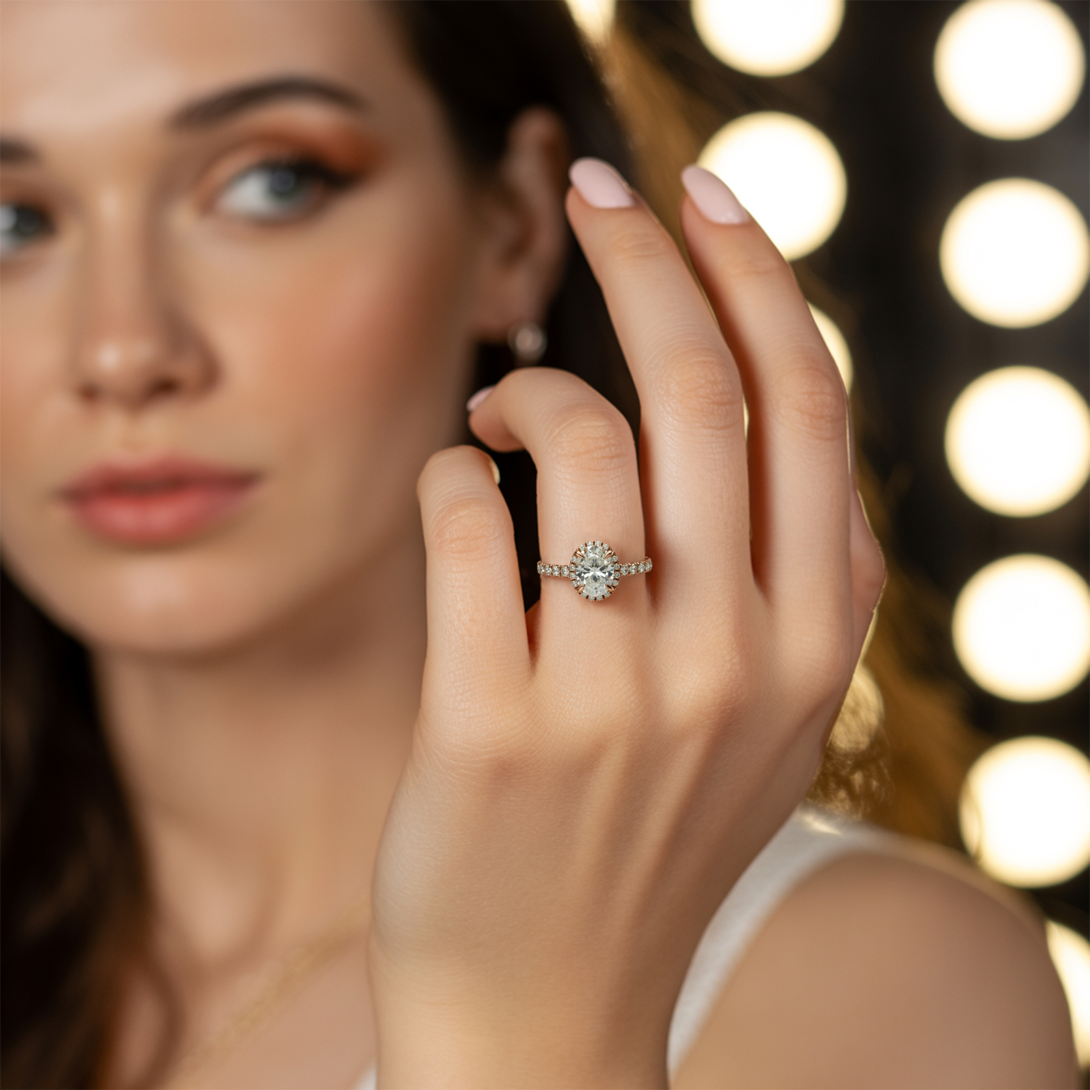 La Célestine - Bague Halo Moissanite