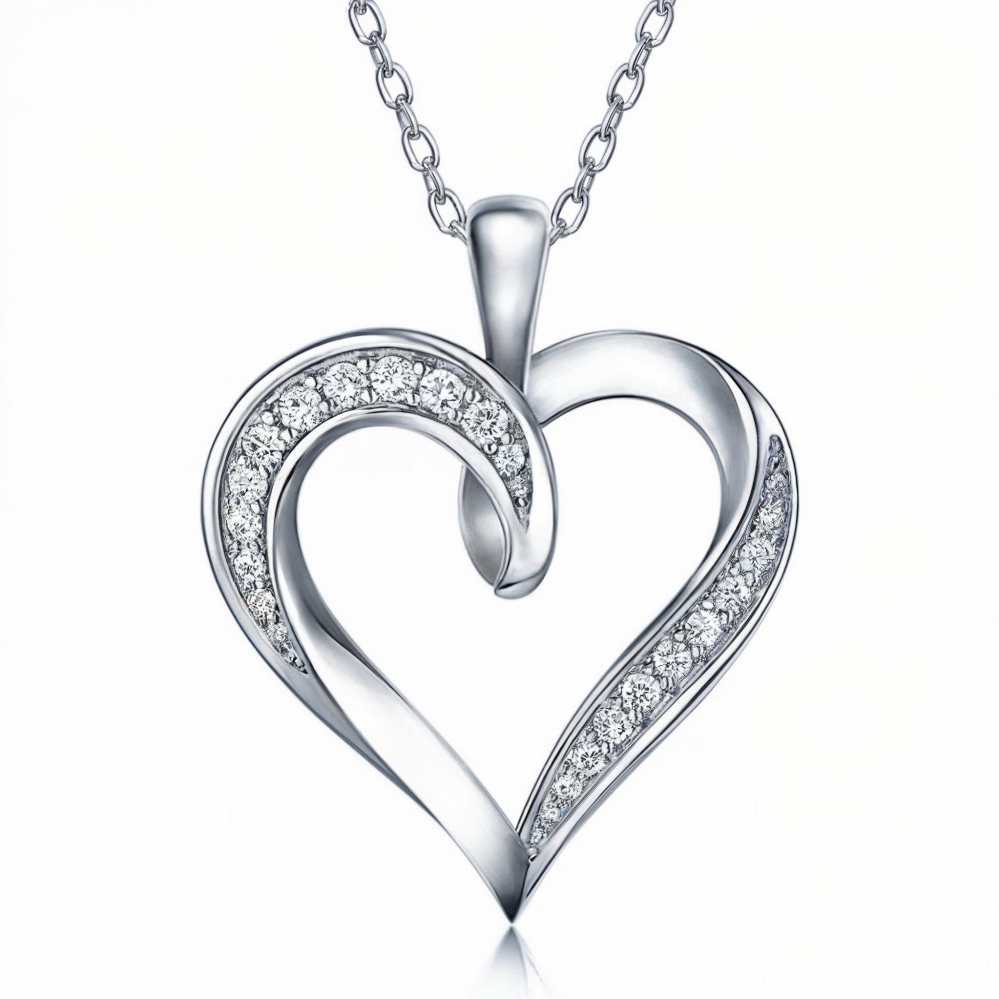 Pendentif Cœur Ruban Diamant